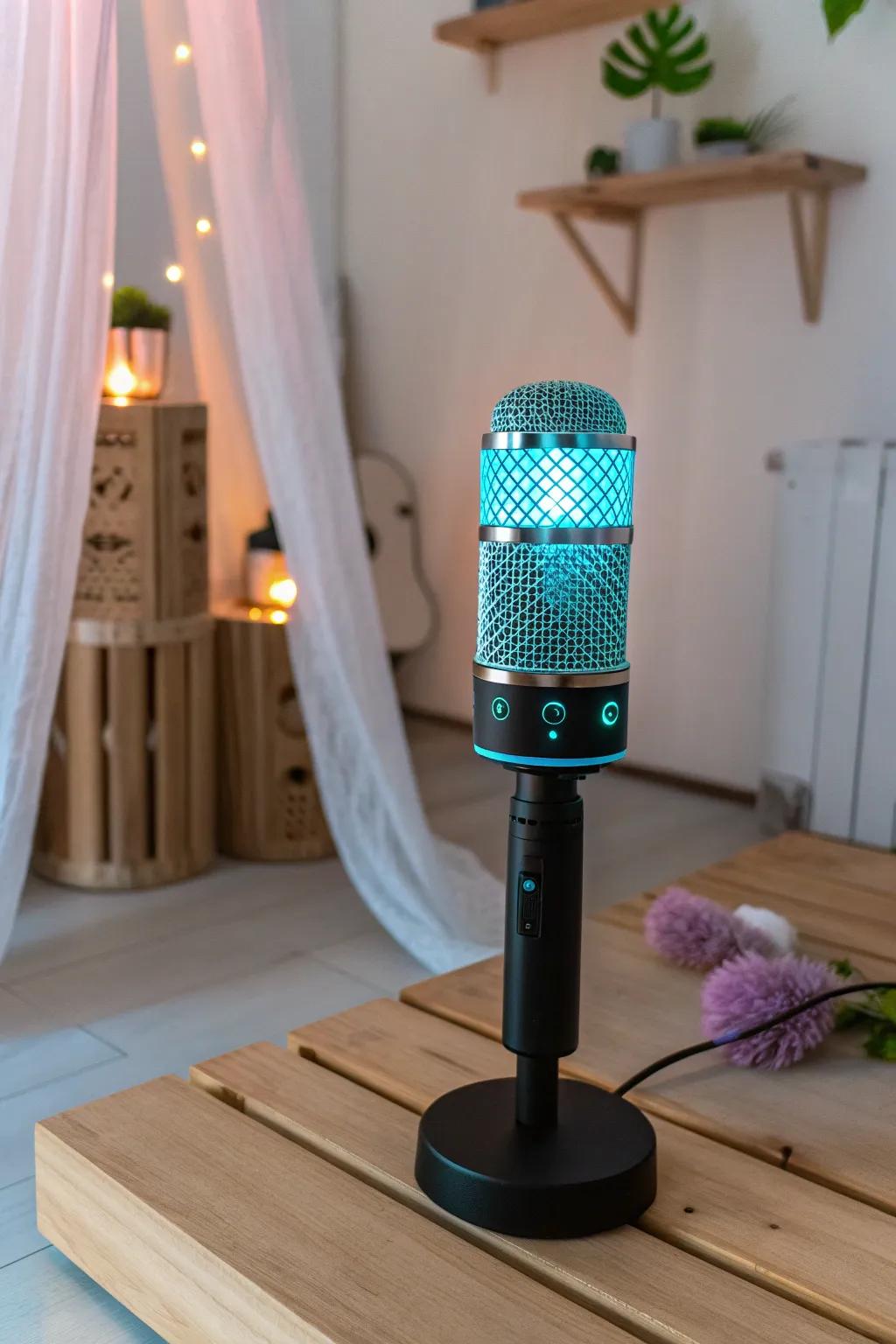 Sing in style with a glowing mic that lights up your talent!