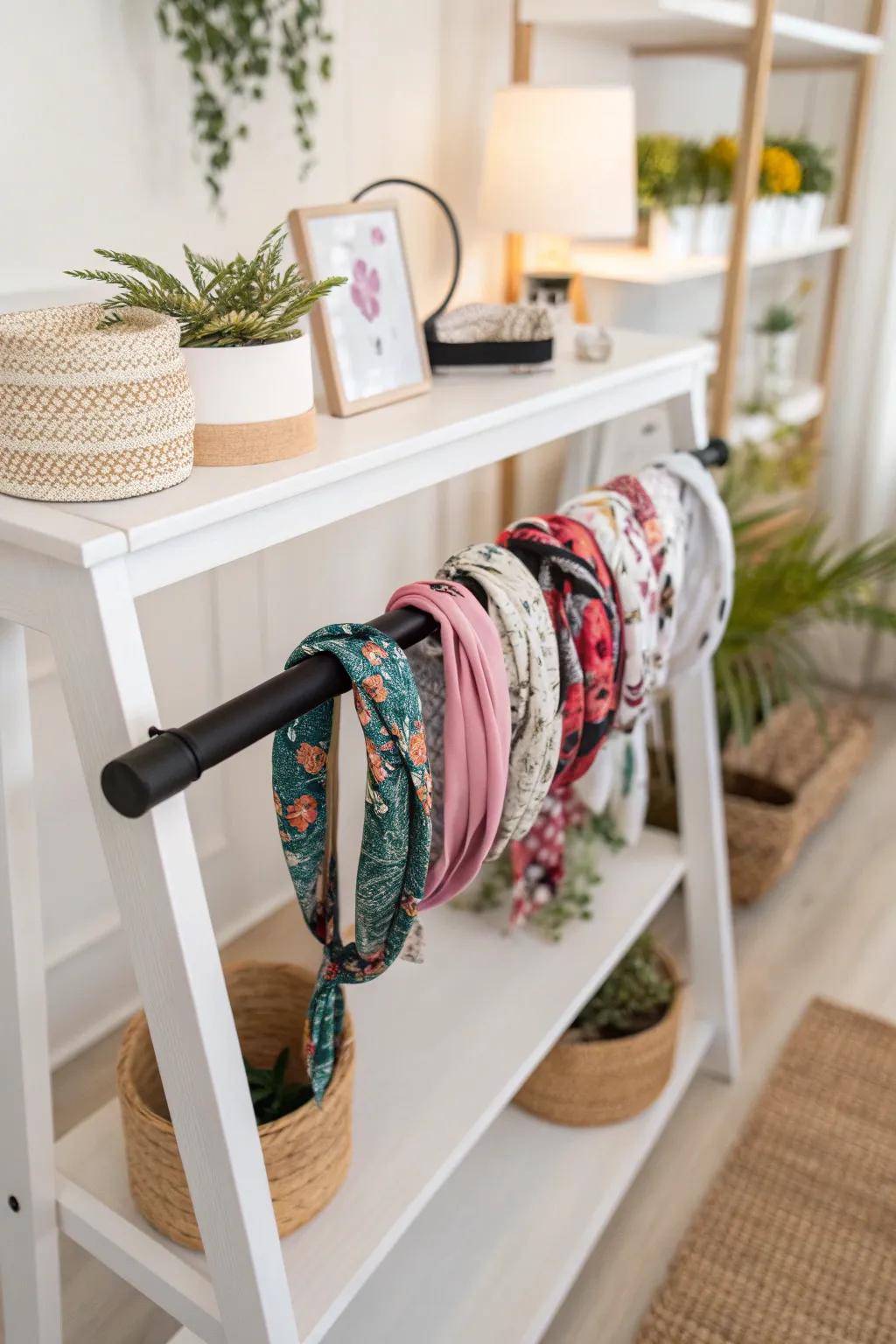 Effortlessly chic and organized: Discover the perfect way to display your headbands with Scandinavian elegance.
