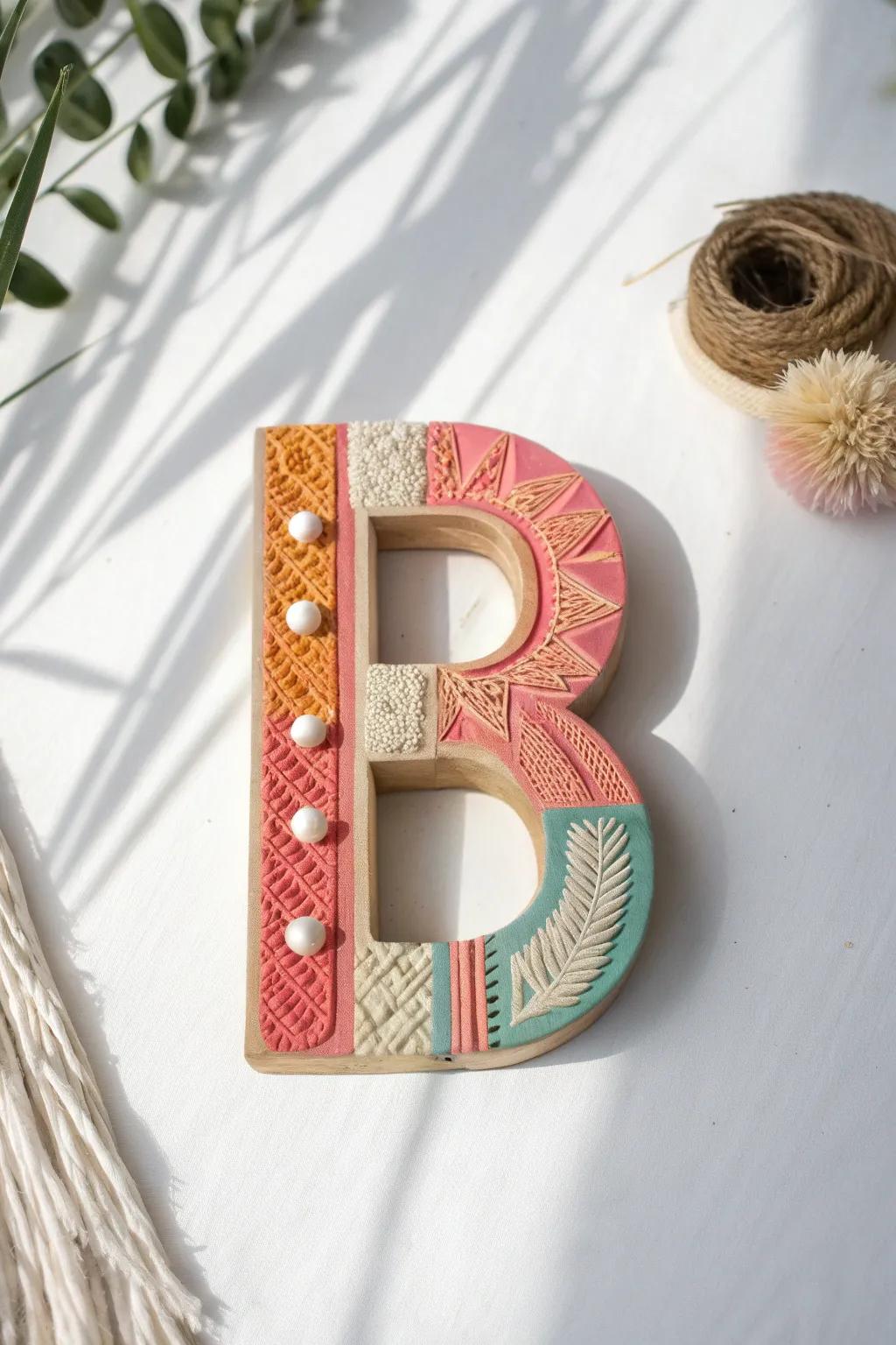Building Bonds: A family-crafted letter 'B' that celebrates creativity and togetherness.