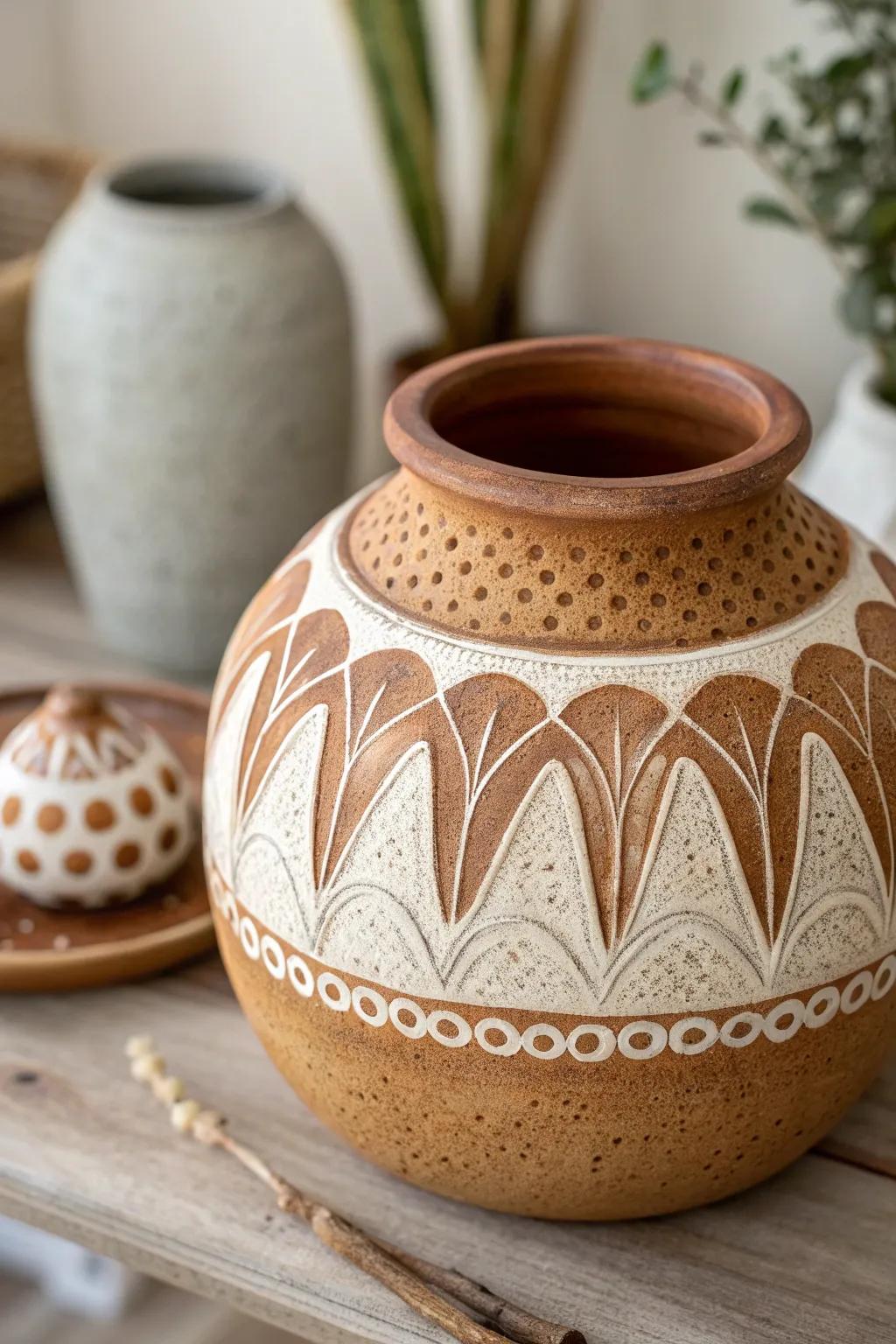 Discover the beauty of textured pottery: where craftsmanship meets natural elegance.