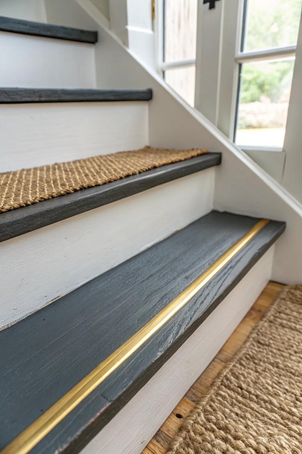 A razor-thin brass line at the tread edge adds a subtle, handcrafted luxe glow.