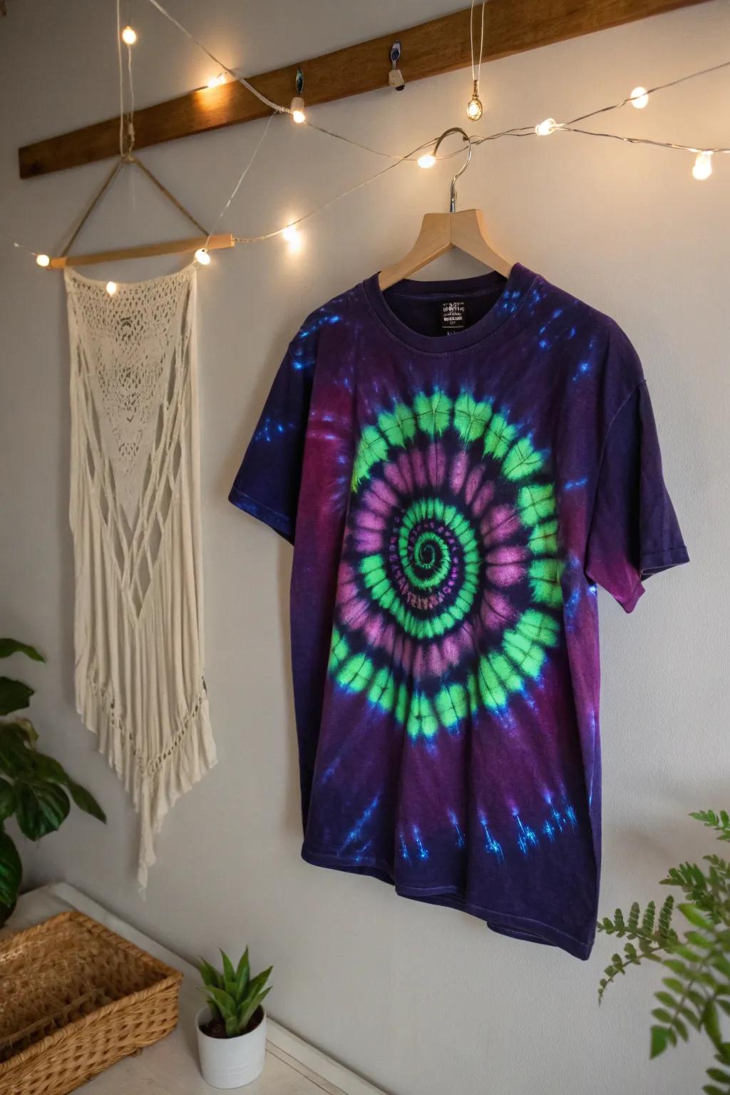 Unleash your creativity with the mystical allure of an Alien Glow tie-dye design. 🌌✨