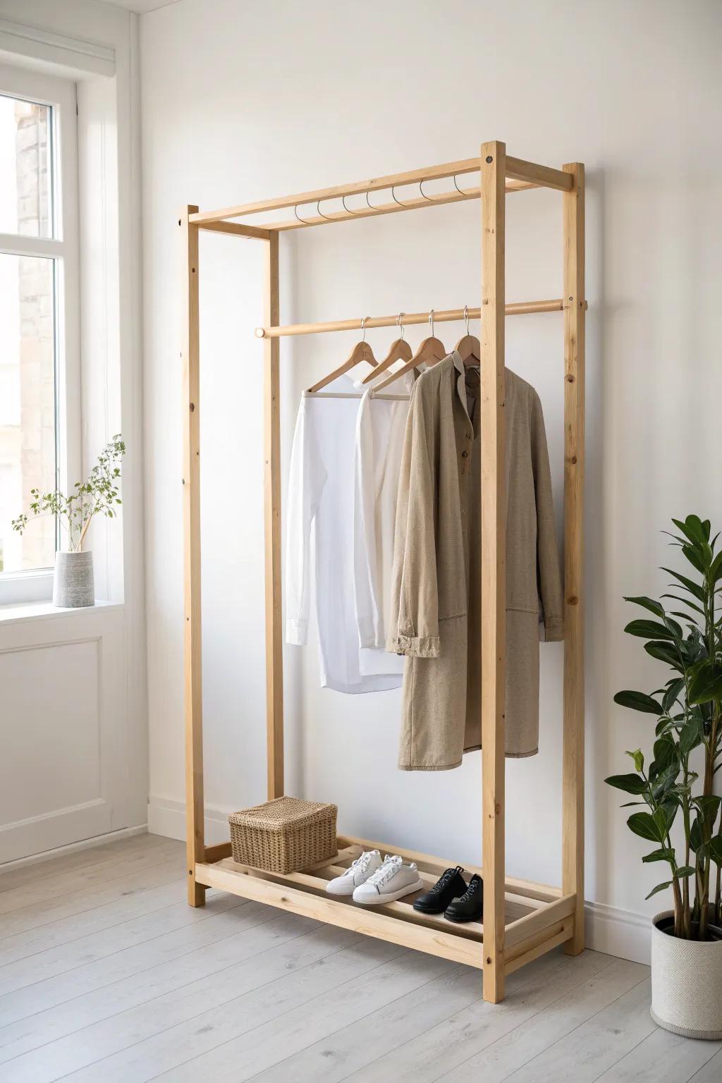 Double-hang 2x4 closet frame: twice the space, clean lines, and rock-solid support.