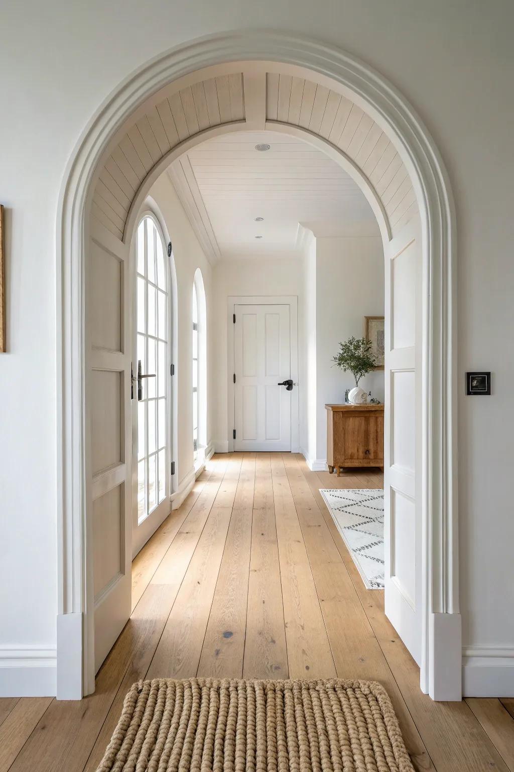 Wide archway casing adds instant drama—clean lines, bold presence, and crafted detail.