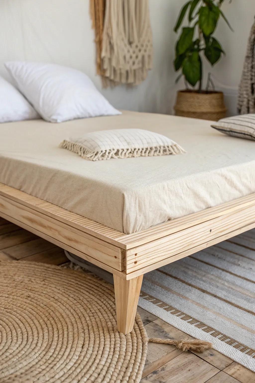 Base de cama con tablero de contrachapado: lisa, firme y silenciosa, con estética minimalista.