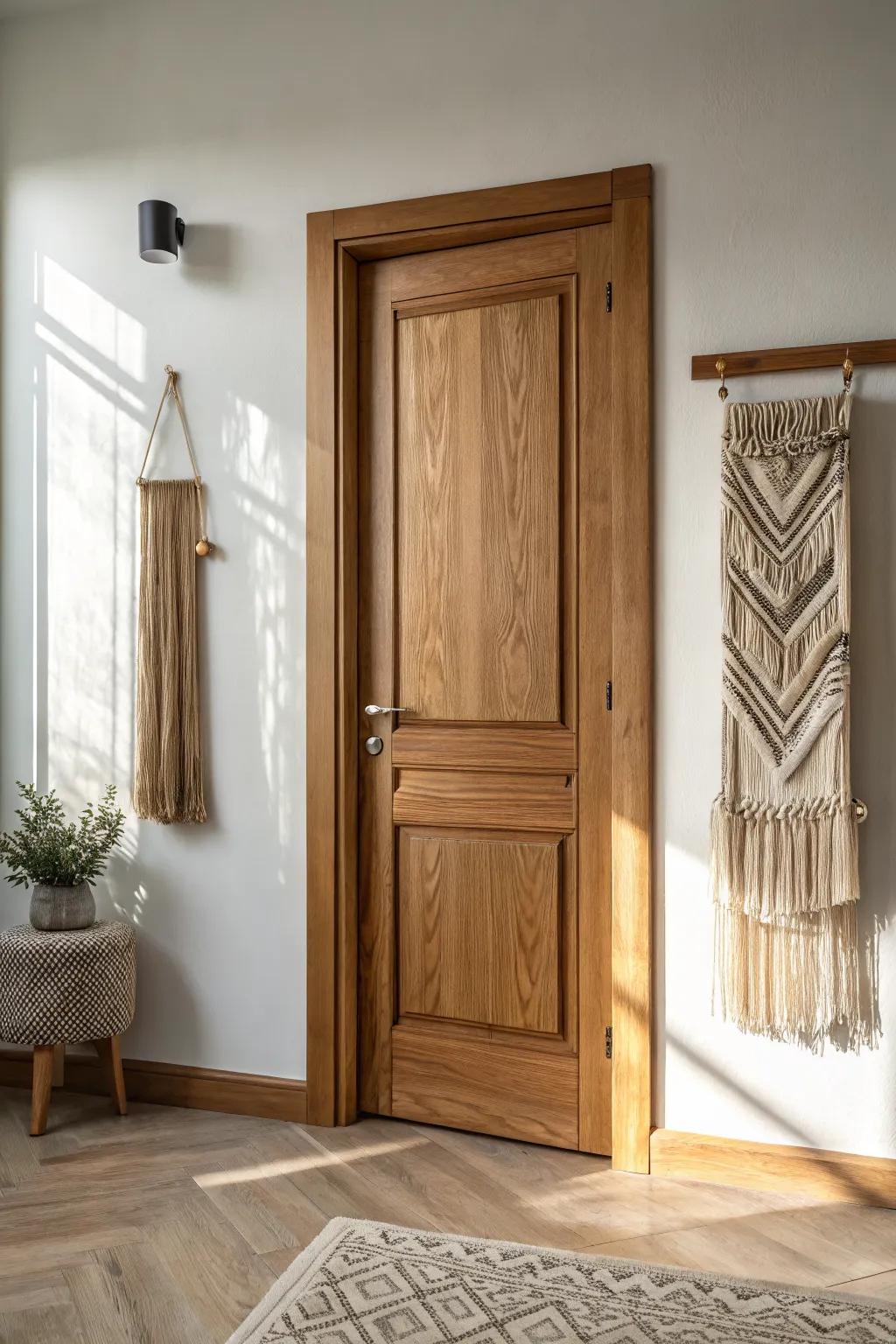 Classic raised-panel door: timeless profiles, warm wood grain, and a quietly elevated look.