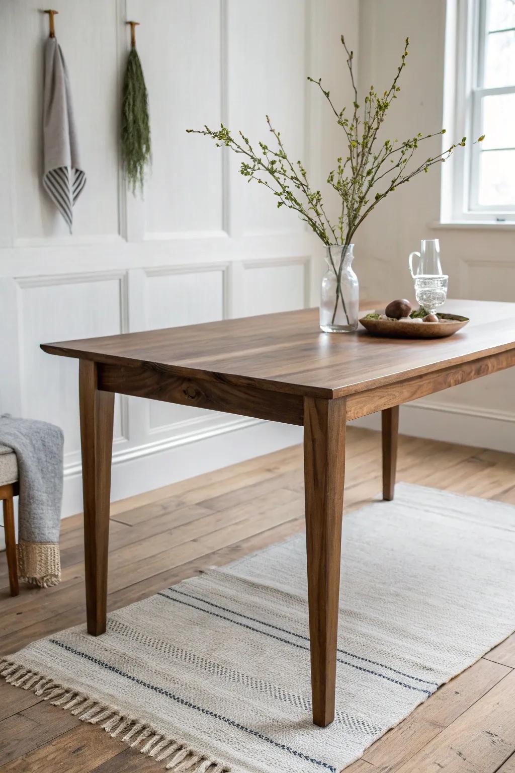 A timeless black walnut table—clean lines, softened corners, and warm grain made for daily life.
