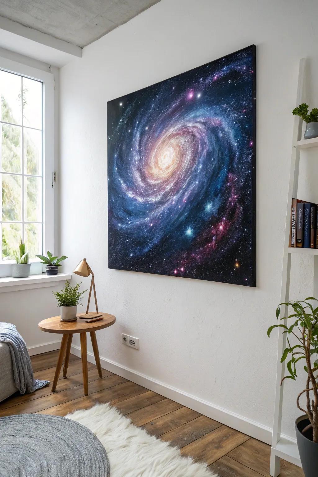 Bring the universe to your home with a stunning galaxy wall painting under blacklight.