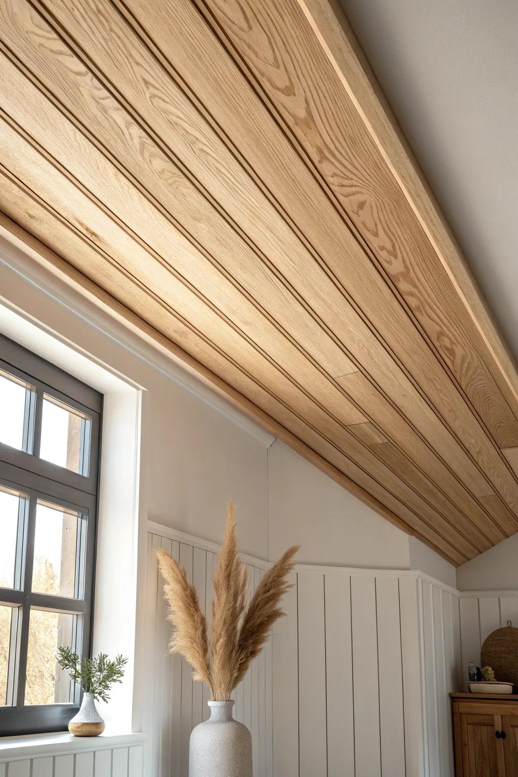 Long parallel battens add calm farmhouse texture and make small rooms feel longer.