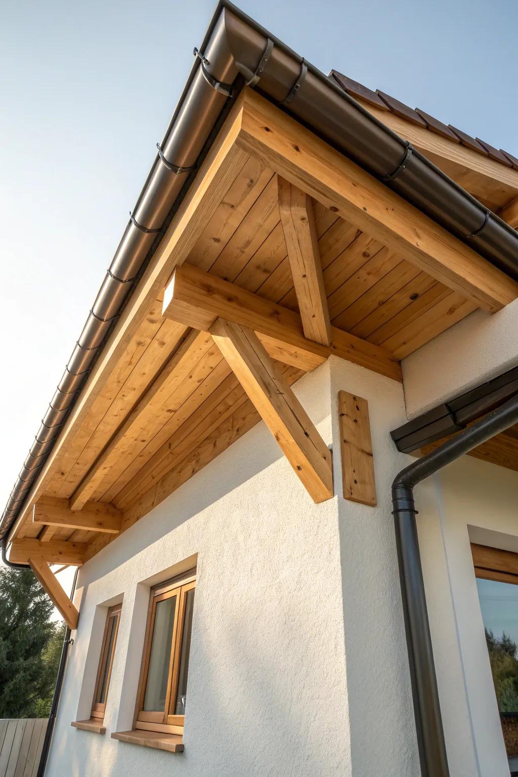 Low-pitched gable with exposed rafters—small wood details that make a bungalow feel crafted.