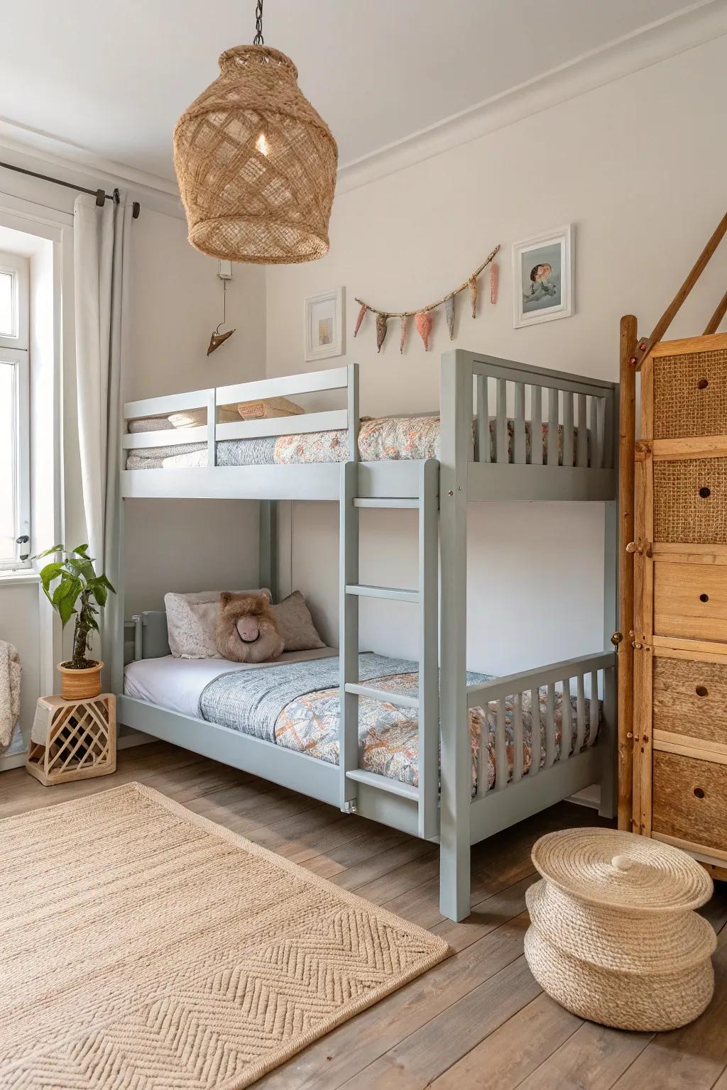 Two-tone painted panels give each kid a side—balanced, calm, and beautifully handcrafted.