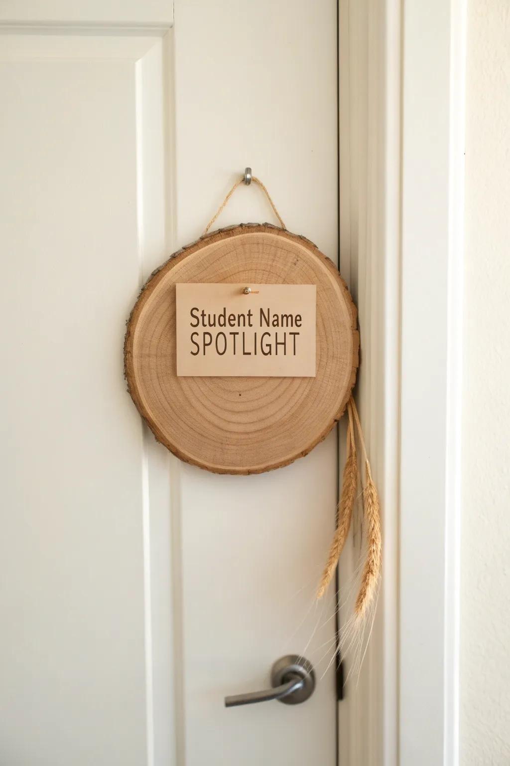 A simple wood-slice name spotlight that makes every student feel celebrated on day one.