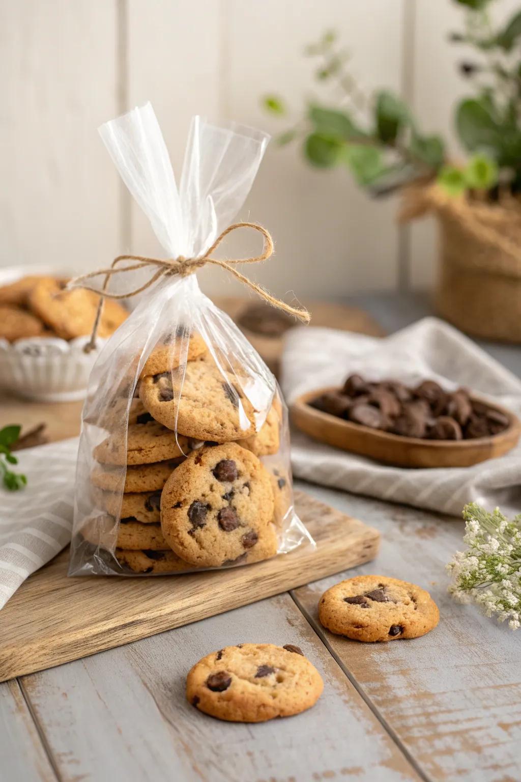Delight in the simple joy of homemade cookies, lovingly packed in a charming treat bag.