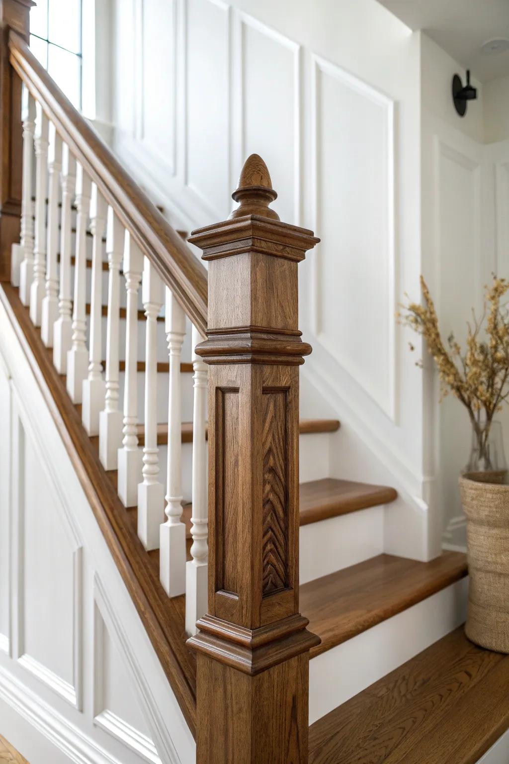 Let the staircase steal the show—freshly refinished wood brings colonial foyer elegance to life.