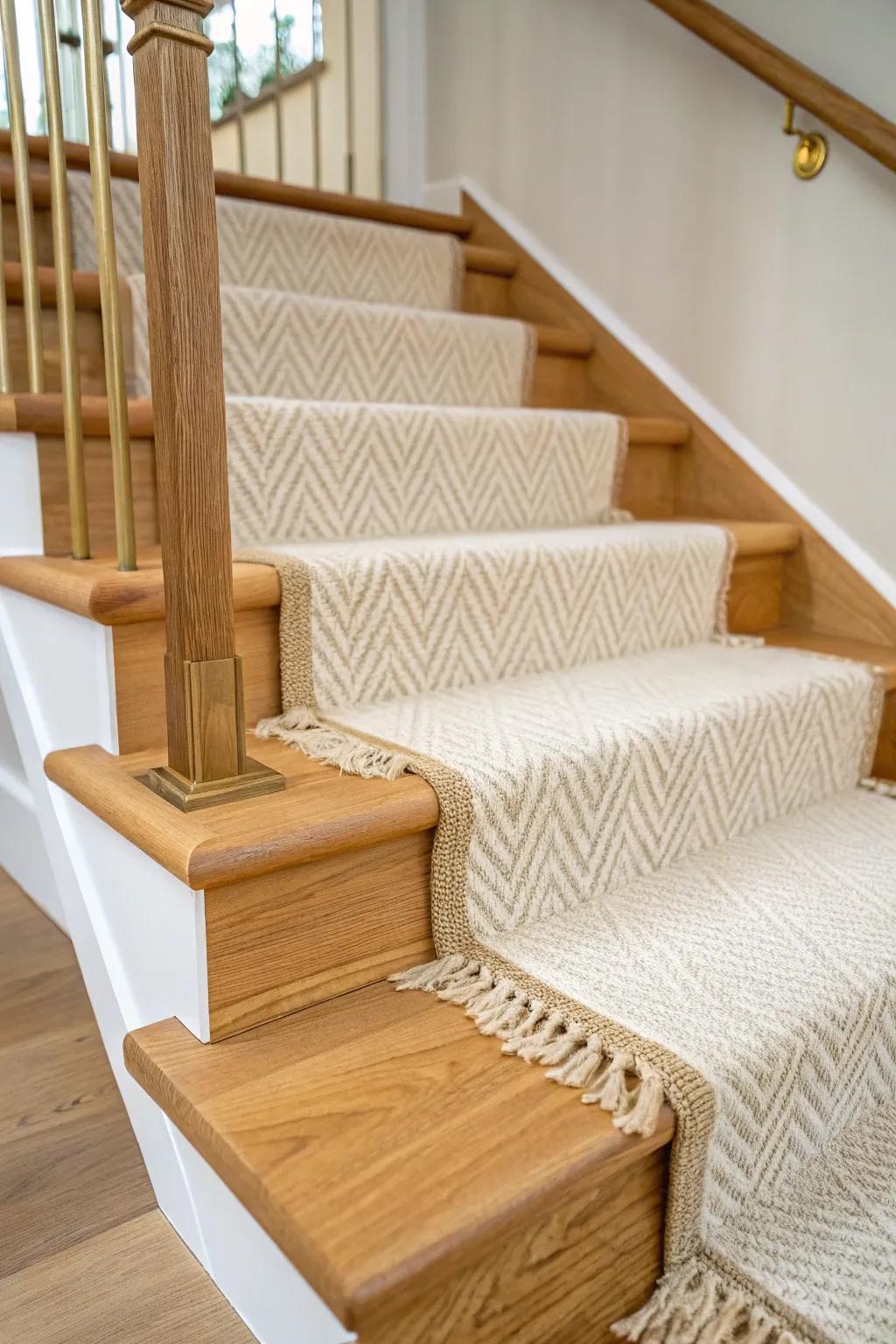 A classic textured stair runner that softens every step—warm, quiet, and beautifully crafted.