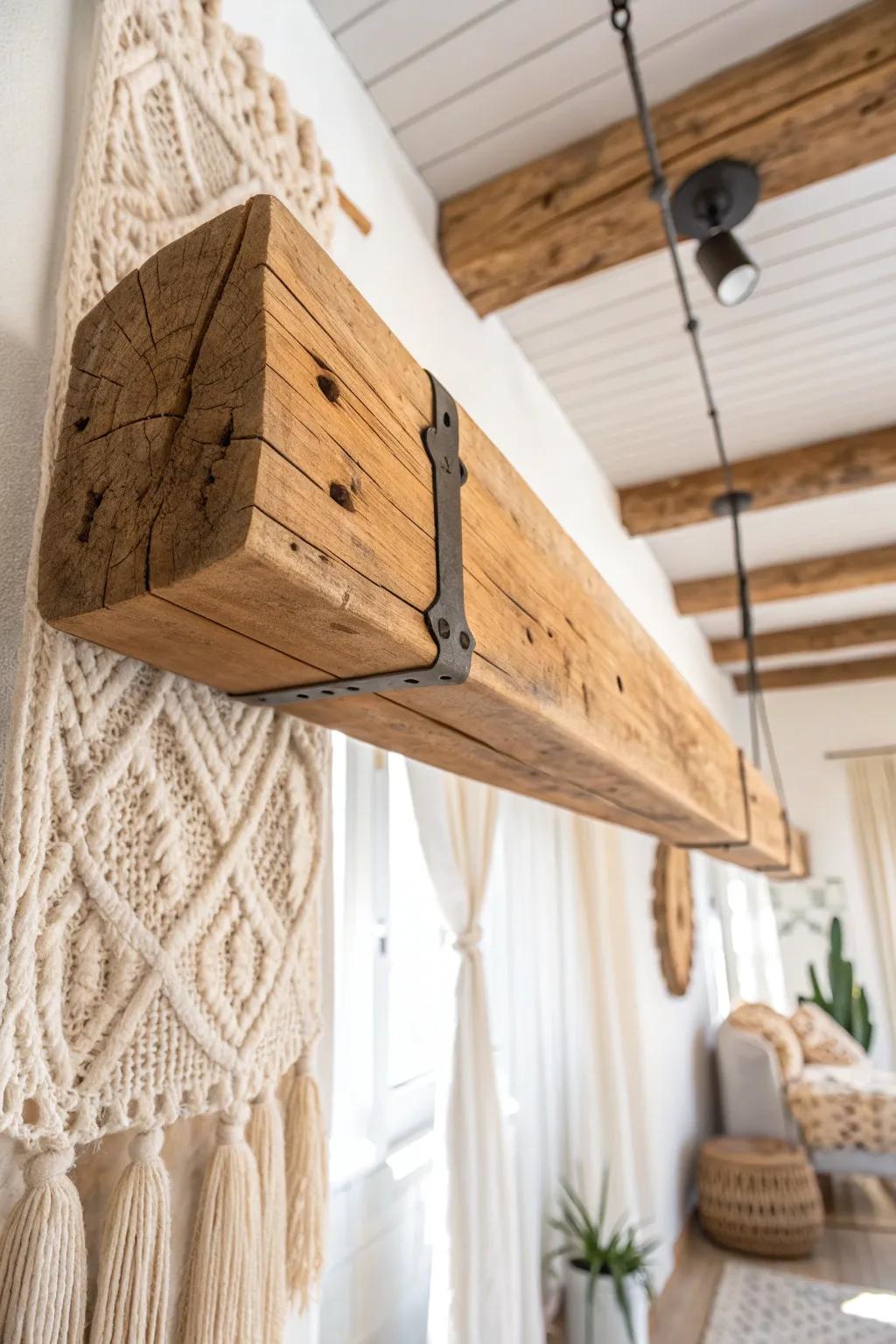 Let exposed beams steal the show—warm wood grain against bright, simple mountain ceilings.