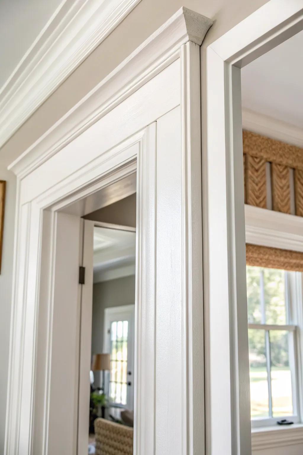 Extra-wide crisp white casing adds modern farmhouse presence—simple, cozy, and timeless.