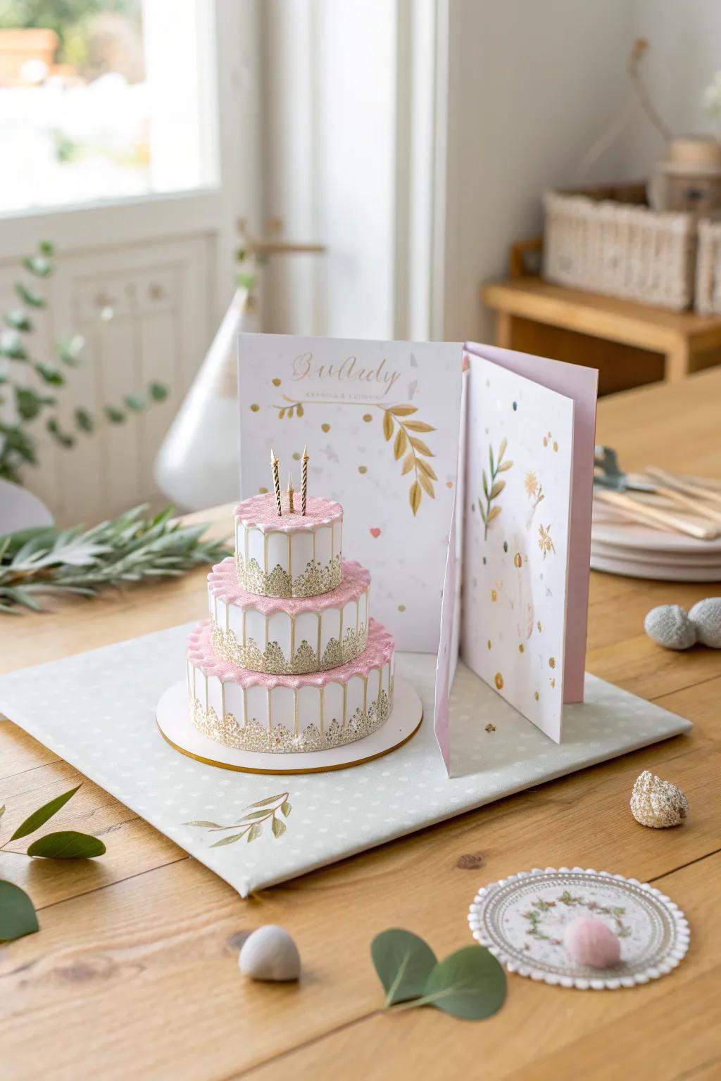 Unveil the magic of simplicity with this charming pop-up cake card, a perfect blend of Scandinavian elegance and playful surprise!