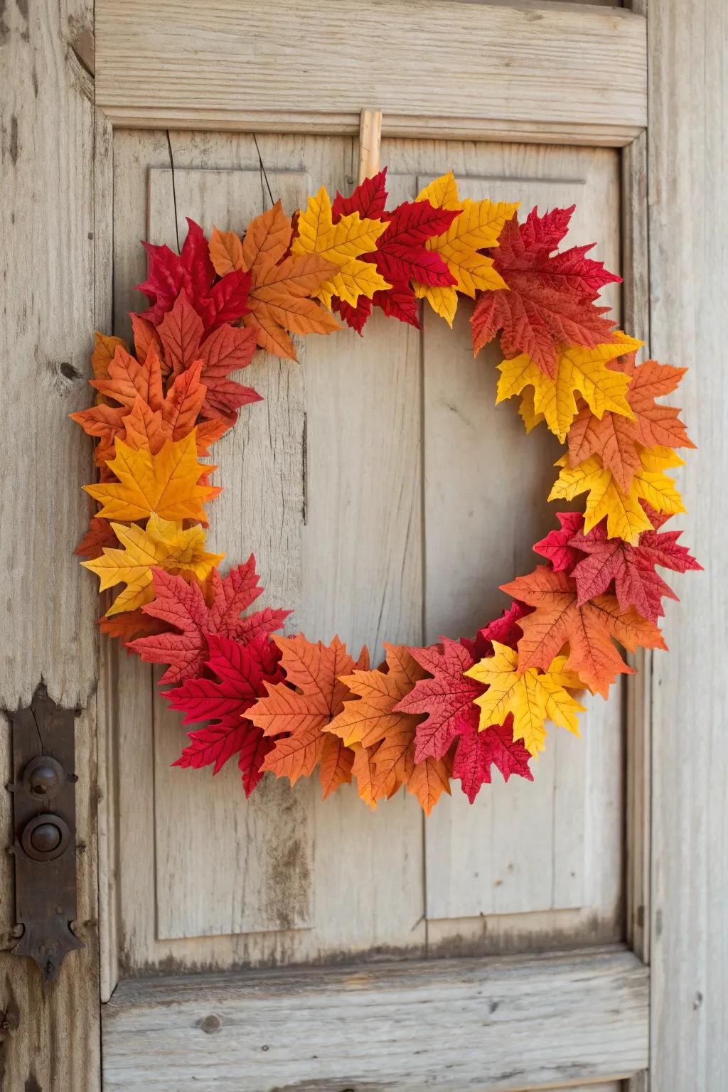 Welcome autumn with a handcrafted leaf wreath that brings warmth and color to your doorstep.