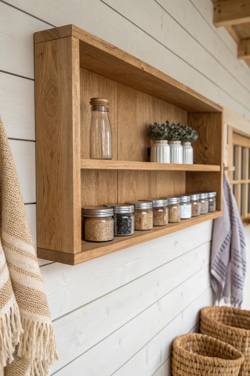 Shallow open shelves keep every jar and part visible—no more lost items in the back.