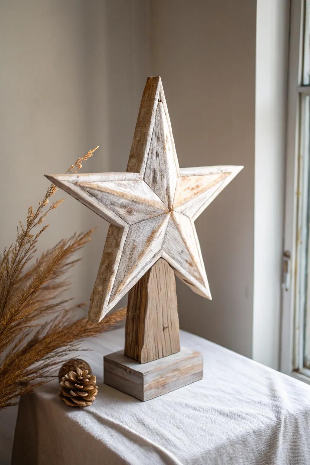 Reclaimed barnwood star with a soft whitewash—simple, rustic, and beautifully handmade.