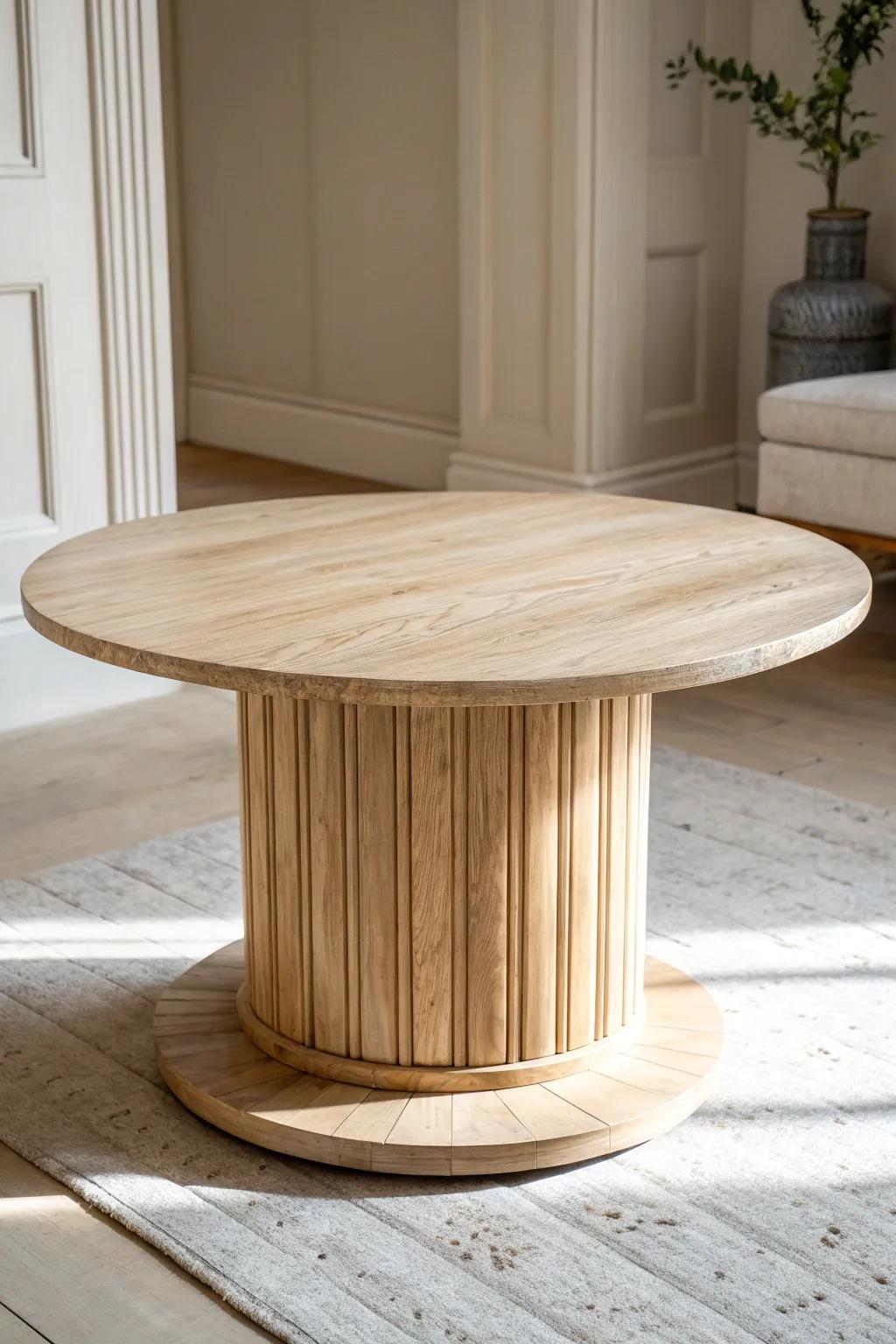 Light oak, matte-washed fluting keeps the coffee table airy—clean, modern, and beautifully grained.