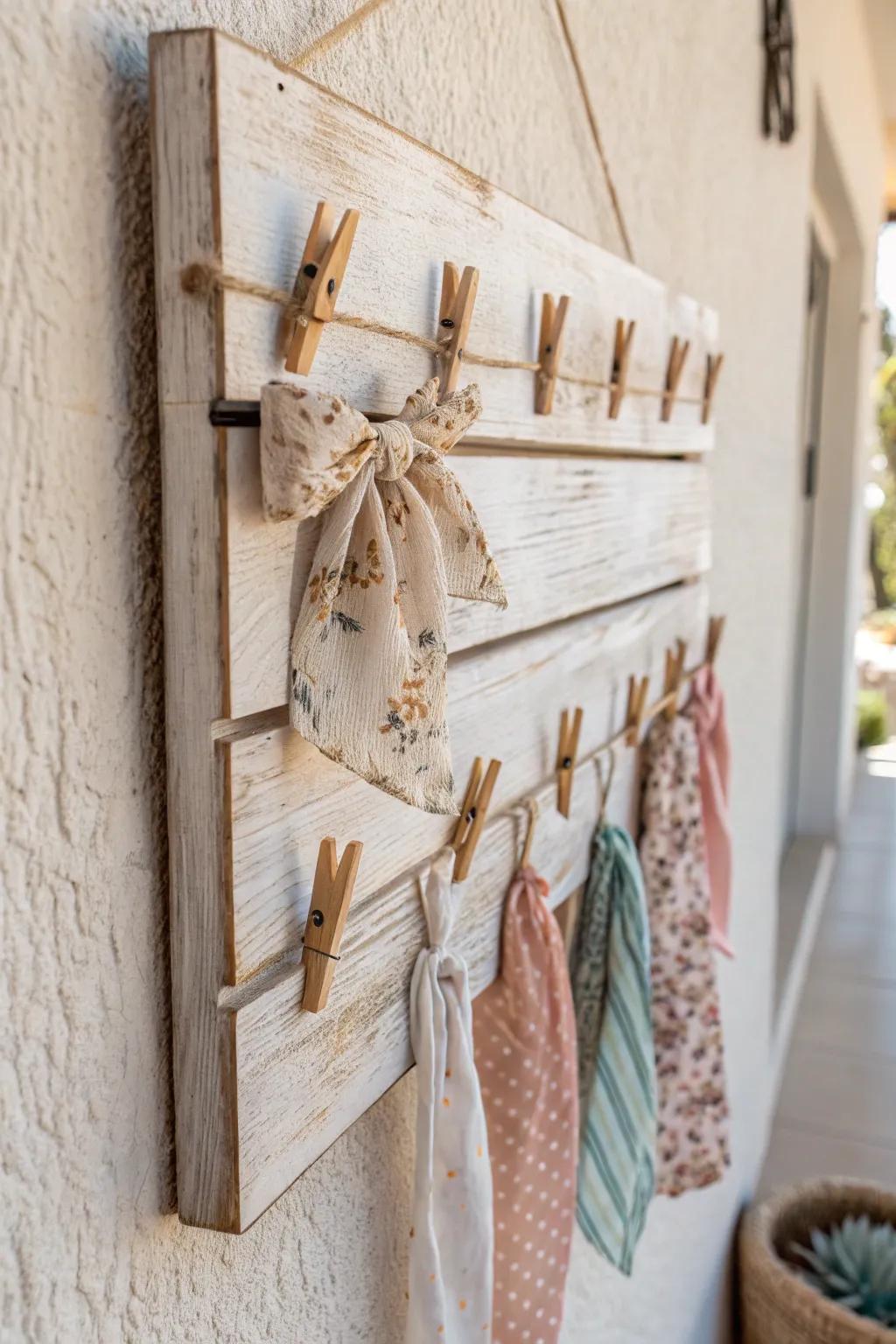 Transform your craft room with this charming headband display idea. #ScandiBoho #CraftRoomCharm