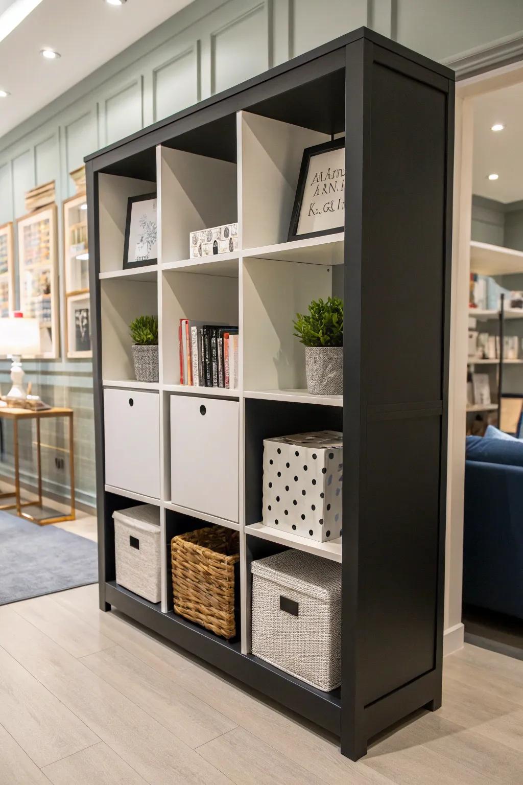 Elevate your space with two-tone Kallax magic: the perfect blend of chic craftsmanship.