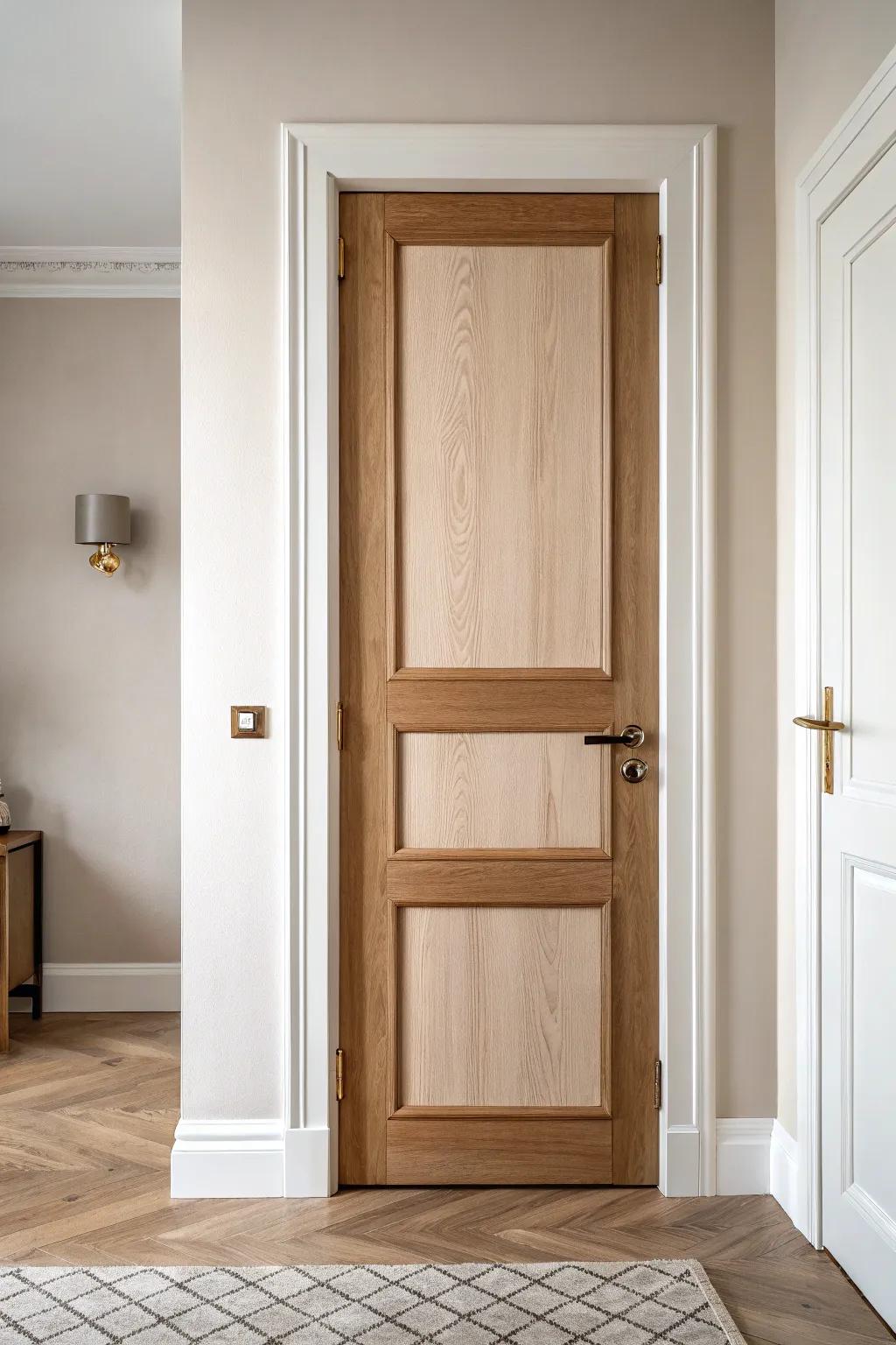 Two-tone panel painting adds depth and charm—no carpentry needed, just clean lines and calm color.