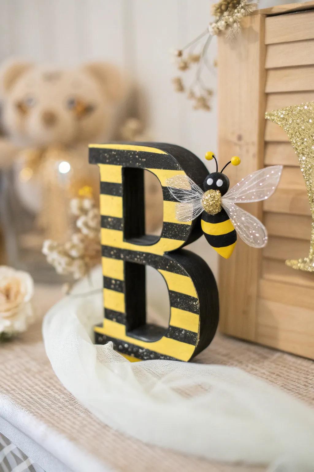 Transform your letter 'B' into a bee-utiful masterpiece with a splash of creativity and a sprinkle of glitter!