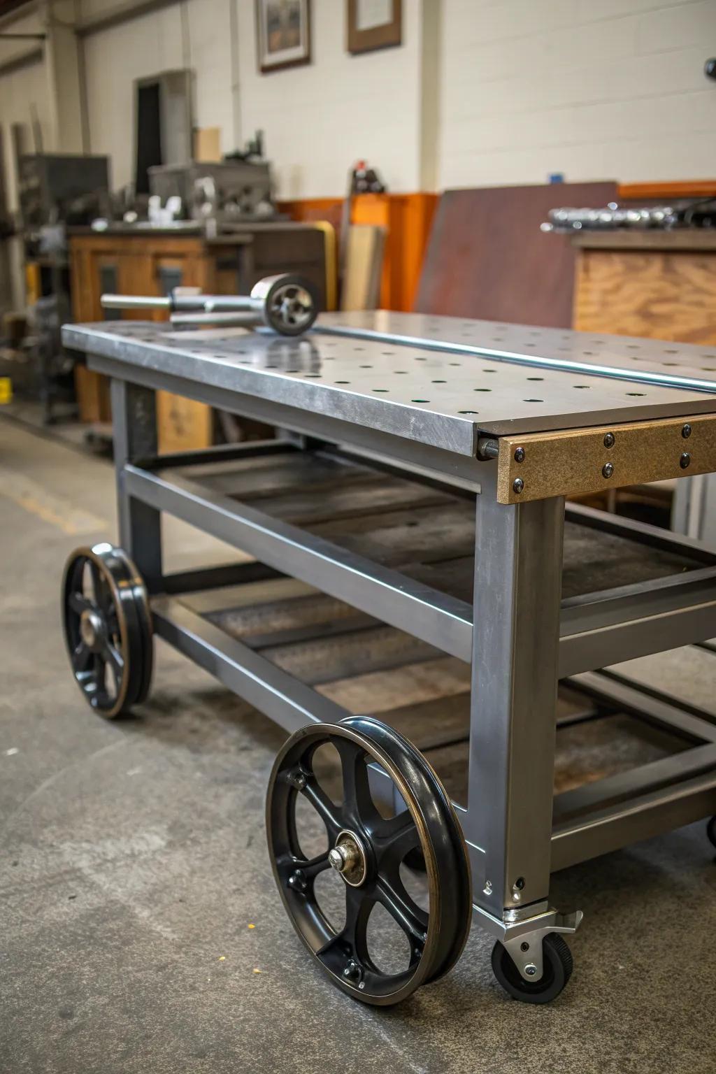 Discover the perfect blend of mobility and craftsmanship with this rolling metal marvel.