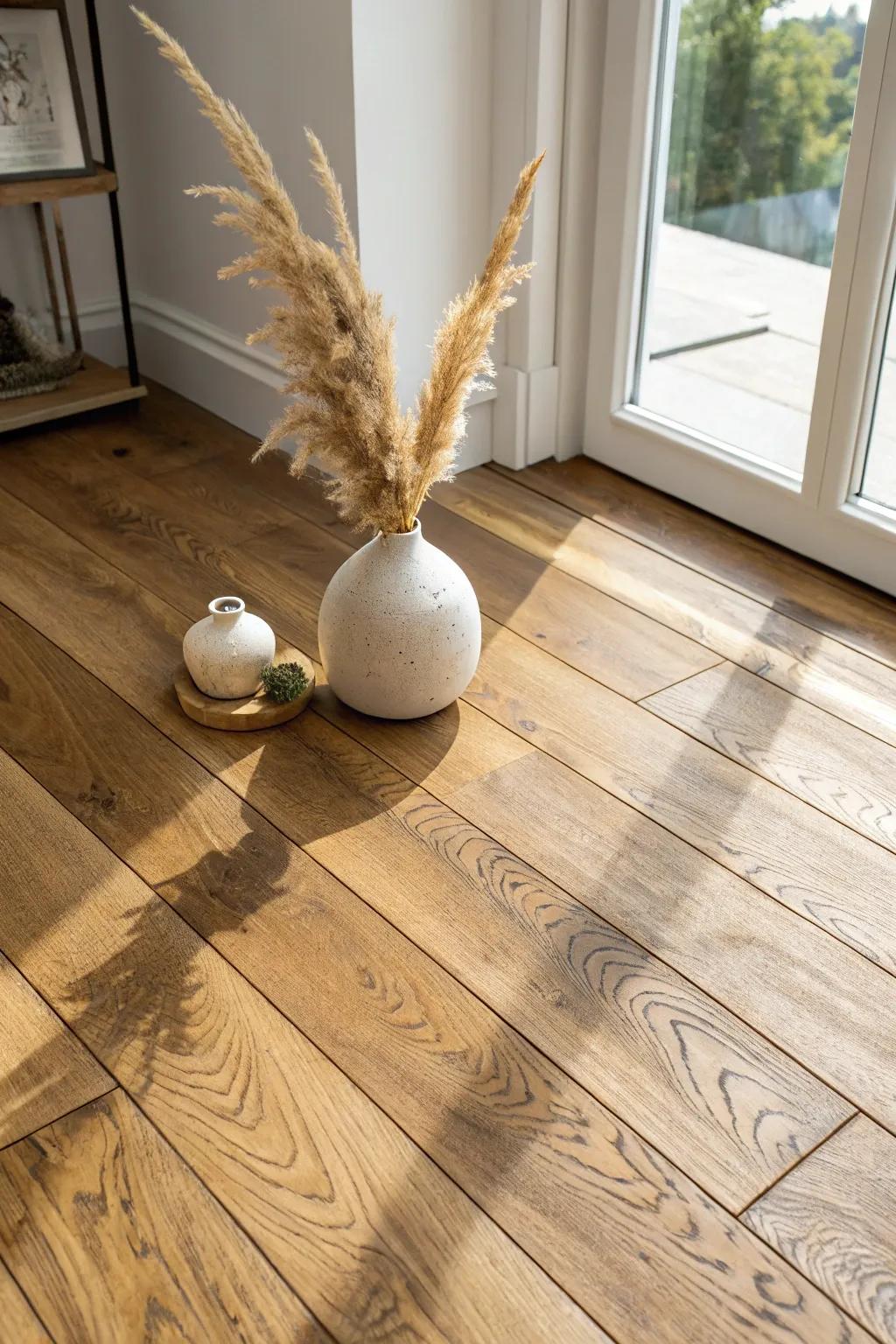 Honey-toned medium oak: mid-century warmth that stays bright in open layouts and cozy at night.