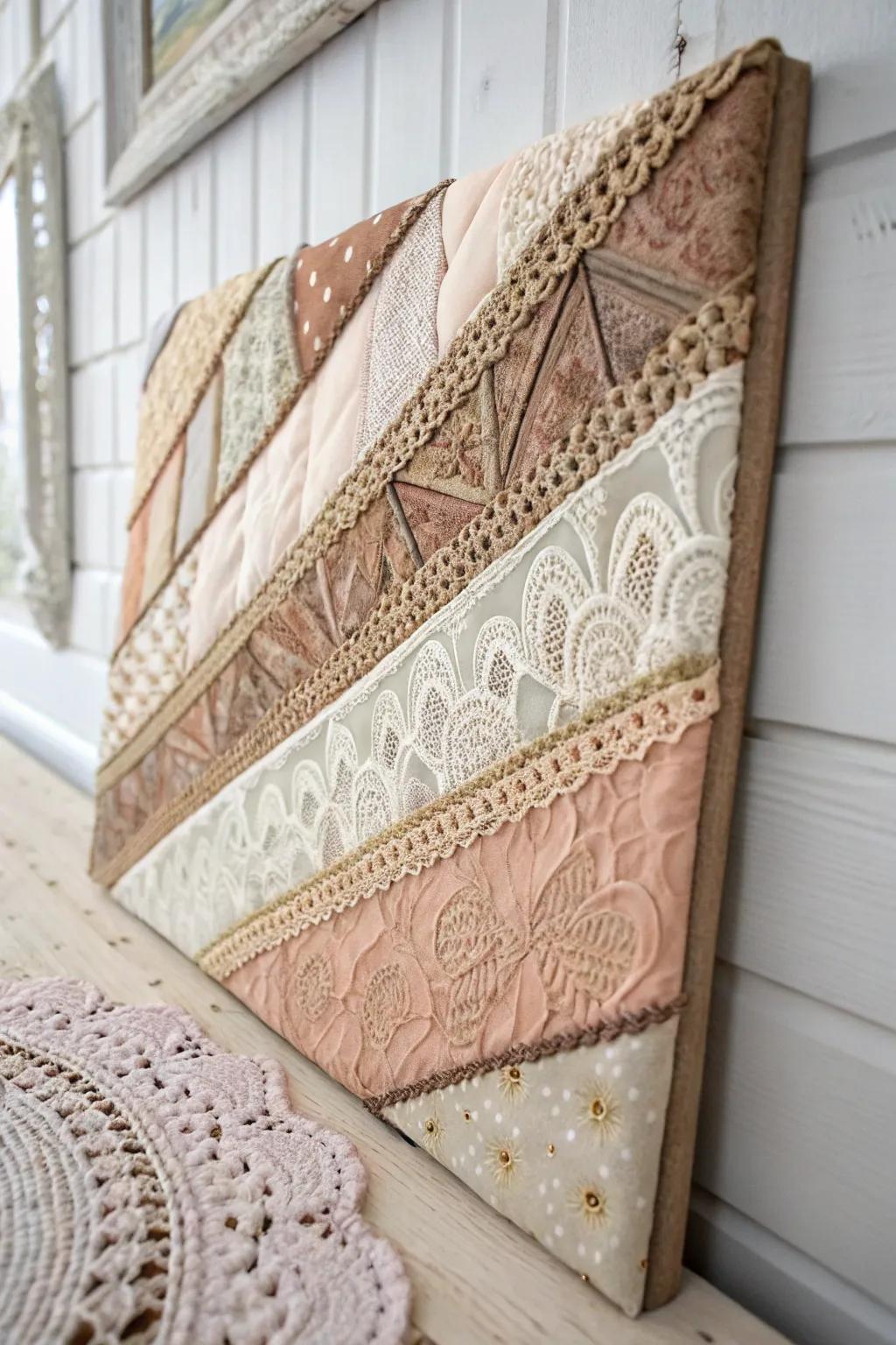 Transform your space with the warmth and texture of vintage fabric art. #TextileArt #ScandiBoho