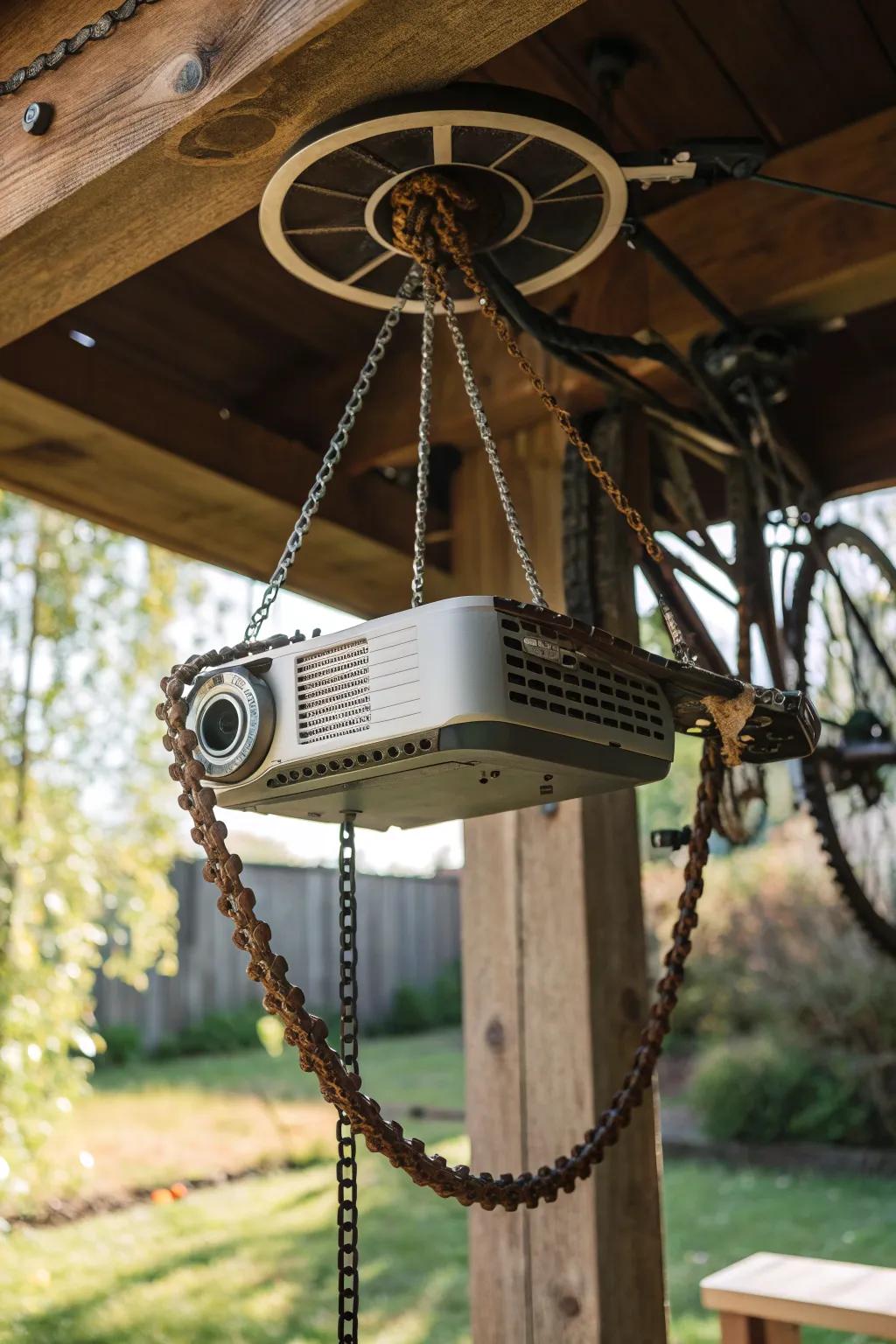 Elevate your outdoor movie nights with a chic, vintage-inspired projector mount.