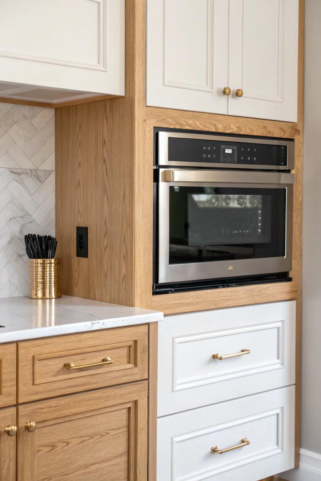 Built-in microwave cabinet box with matching trim—clean, continuous uppers and clear counters.