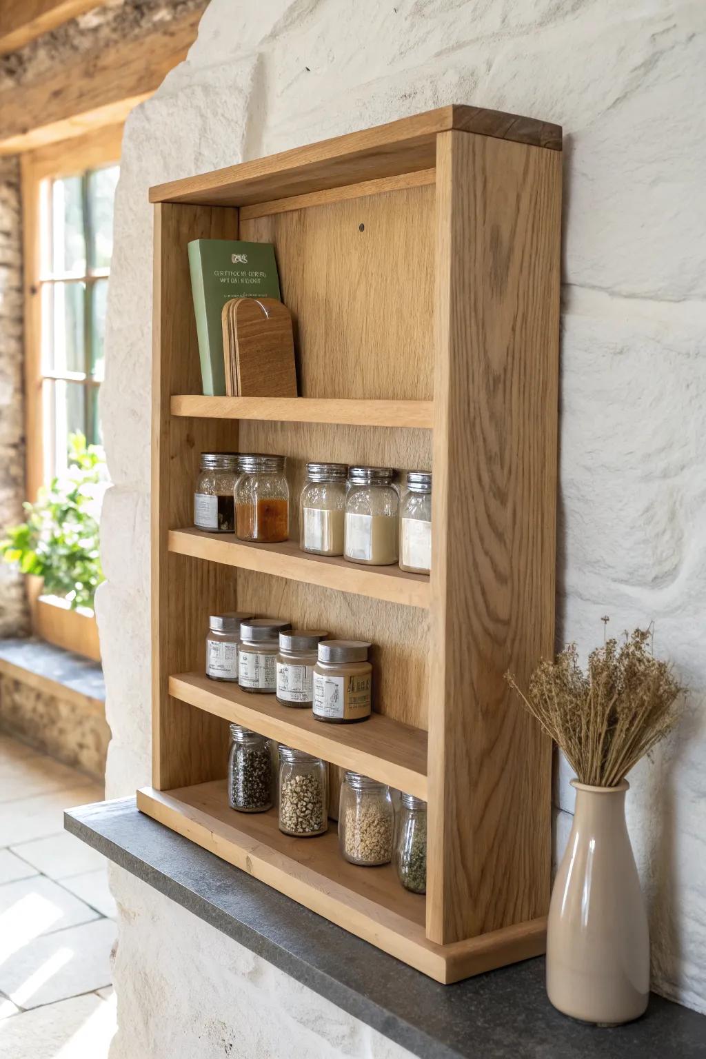 Shallow one-row shelves keep every jar visible—no more lost cans hiding in the back.