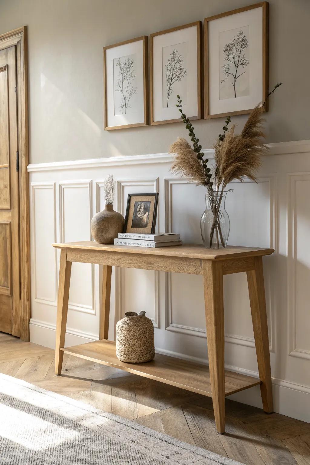 Monochrome paint makes picture frame wainscoting feel like a soft, elegant shadow.