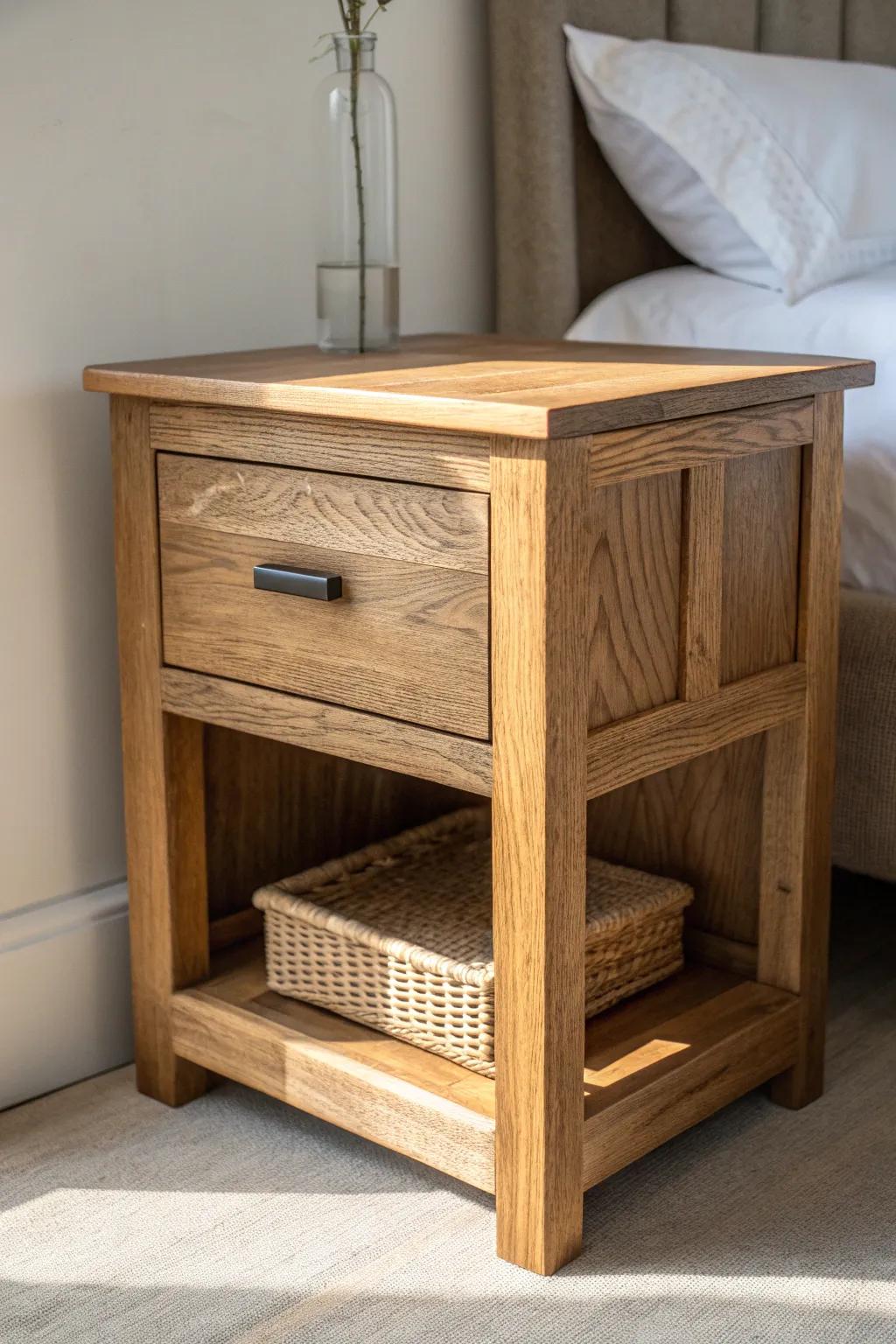 Rustic symmetry: a matching nightstand design that feels calm, balanced, and easy to share.