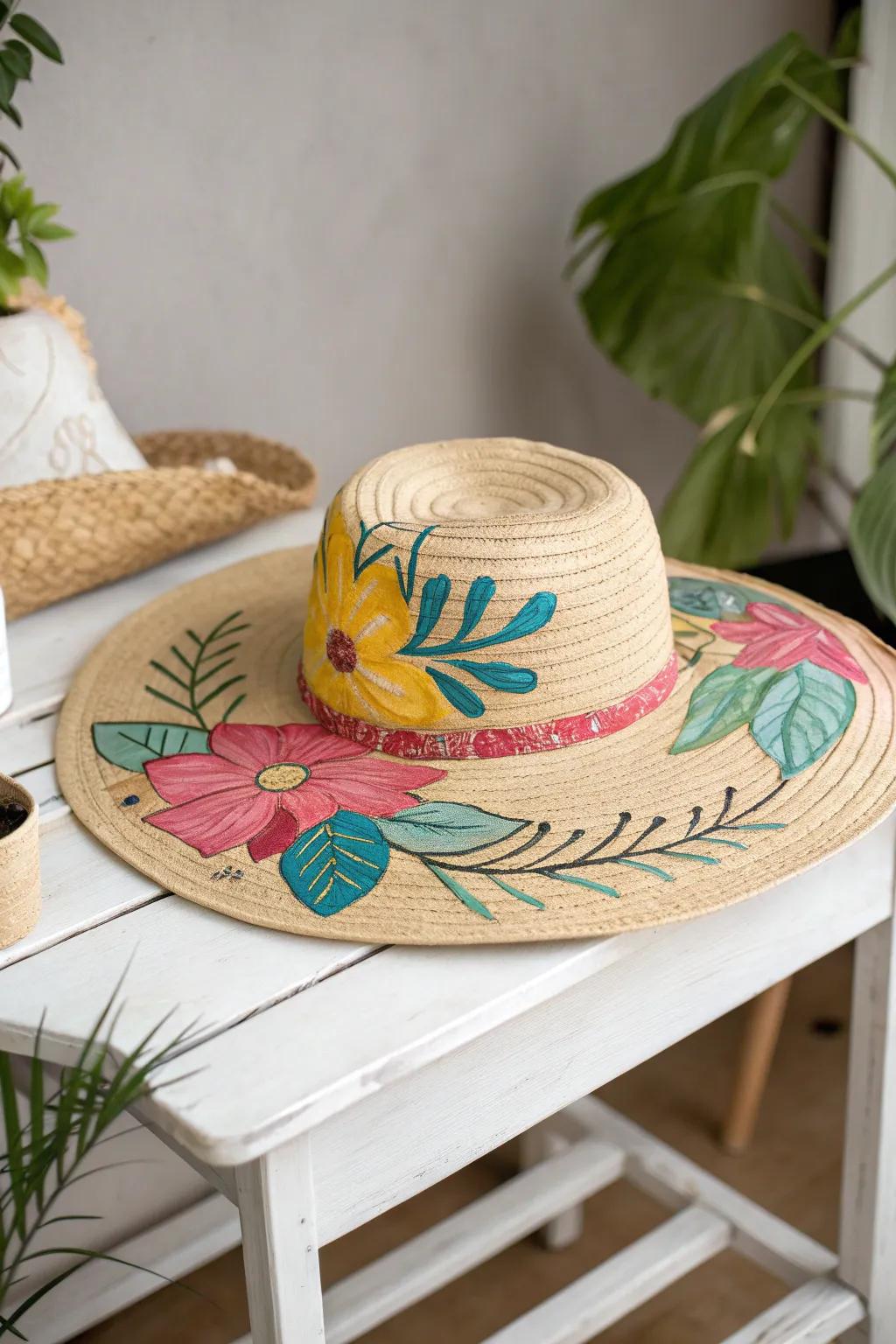 Make a statement this spring with a beautifully hand-painted hat in vibrant hues.