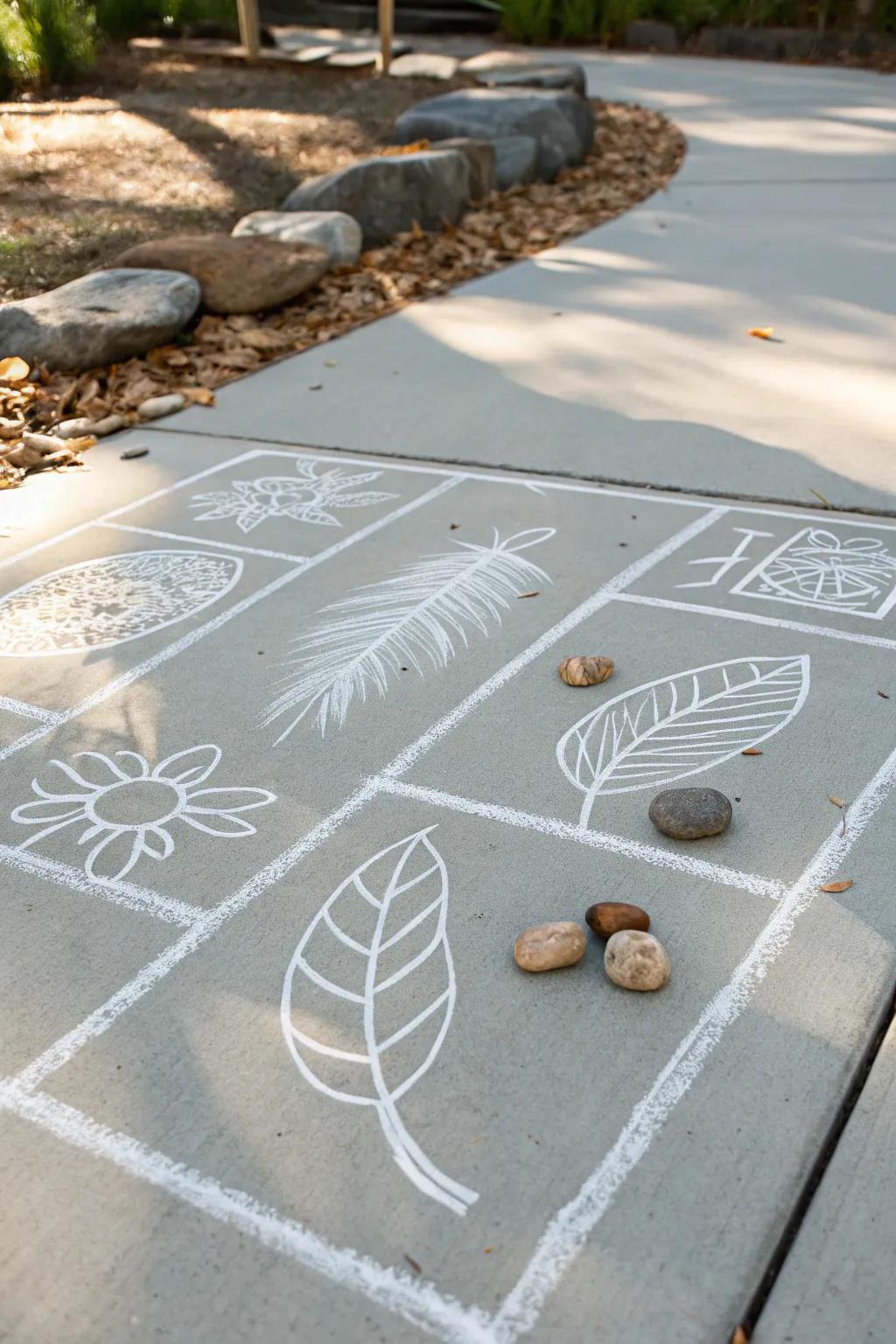 Elevate your hopscotch game with a touch of artistry and natural beauty.