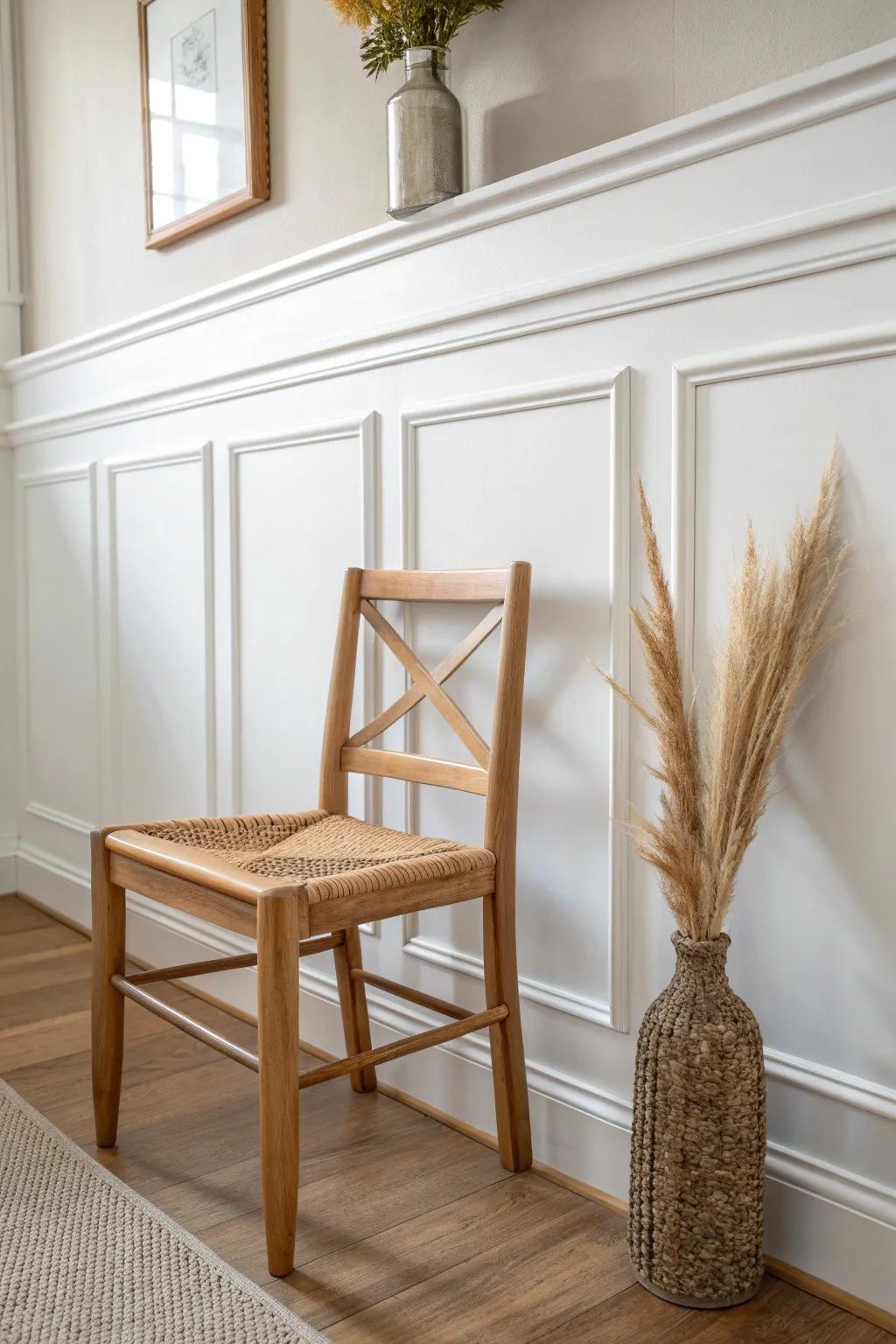 Simple box molding under a chair rail: timeless dining room elegance, weekend DIY friendly.