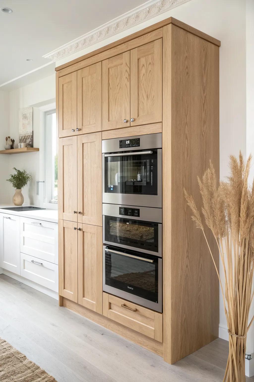 A polished double-oven tower with perfectly aligned uppers for a seamless, built-in look.