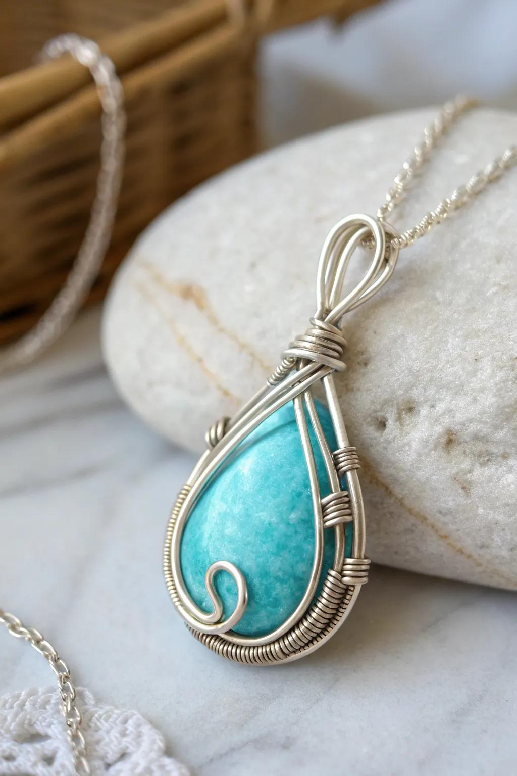 Elegance in Simplicity: Discover the charm of stone-embedded wire pendants.