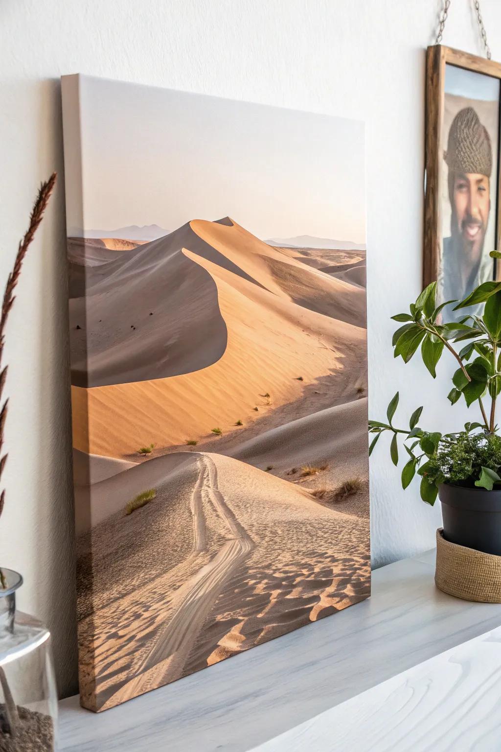 Embrace the serene elegance of minimalist desert dunes art, a perfect blend of simplicity and natural beauty.