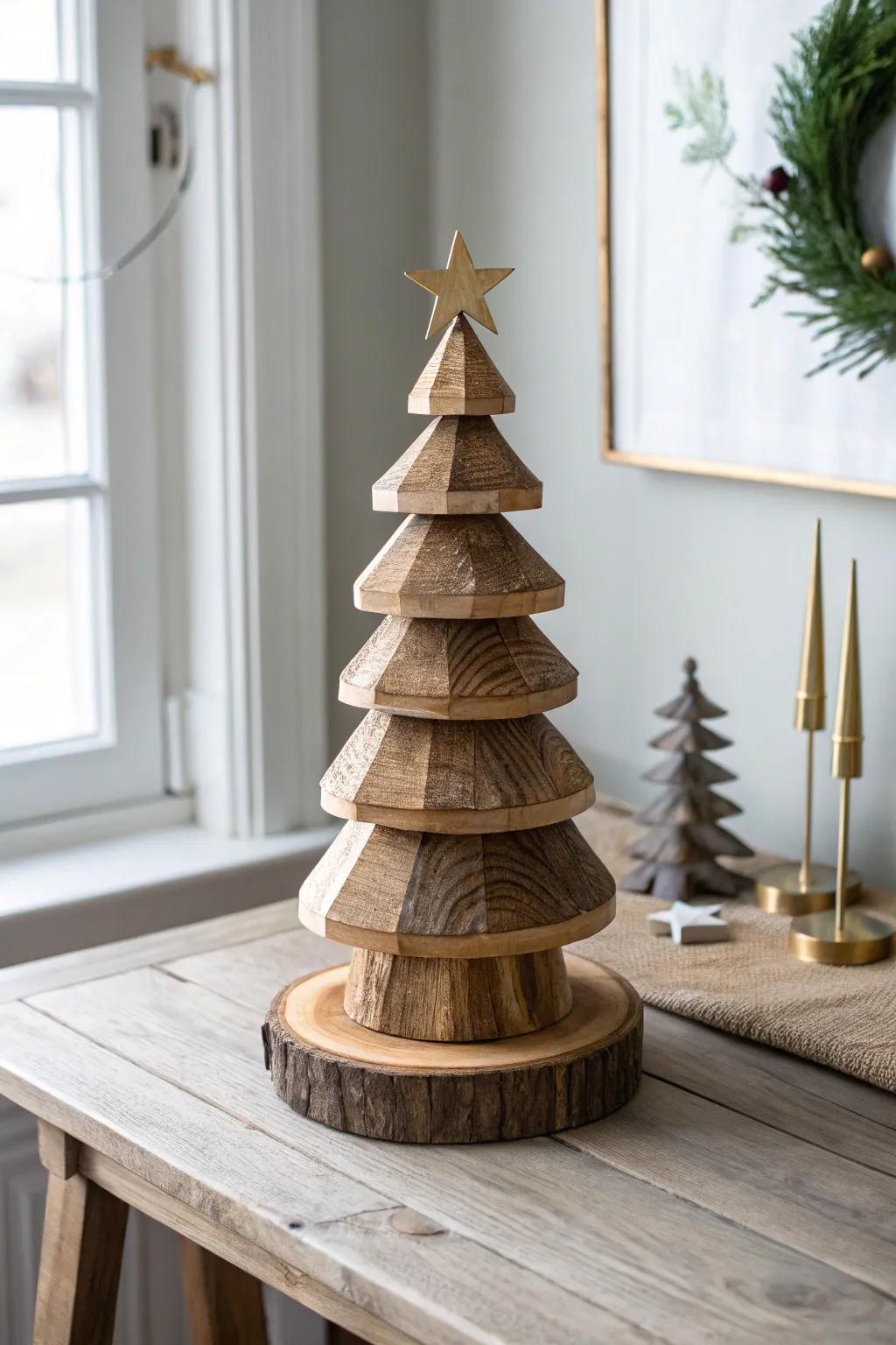 Layered wood + a glint of brass—this sculptural tree elevates your entry table instantly.