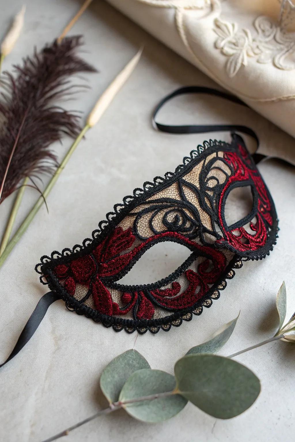 Embrace the allure of Gothic Elegance with this intricately designed eye mask.