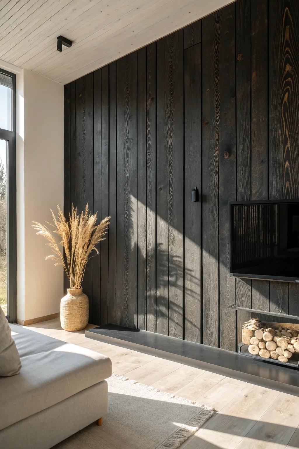 Bold charred wood grain meets soft linens—minimal, moody, and beautifully handcrafted.