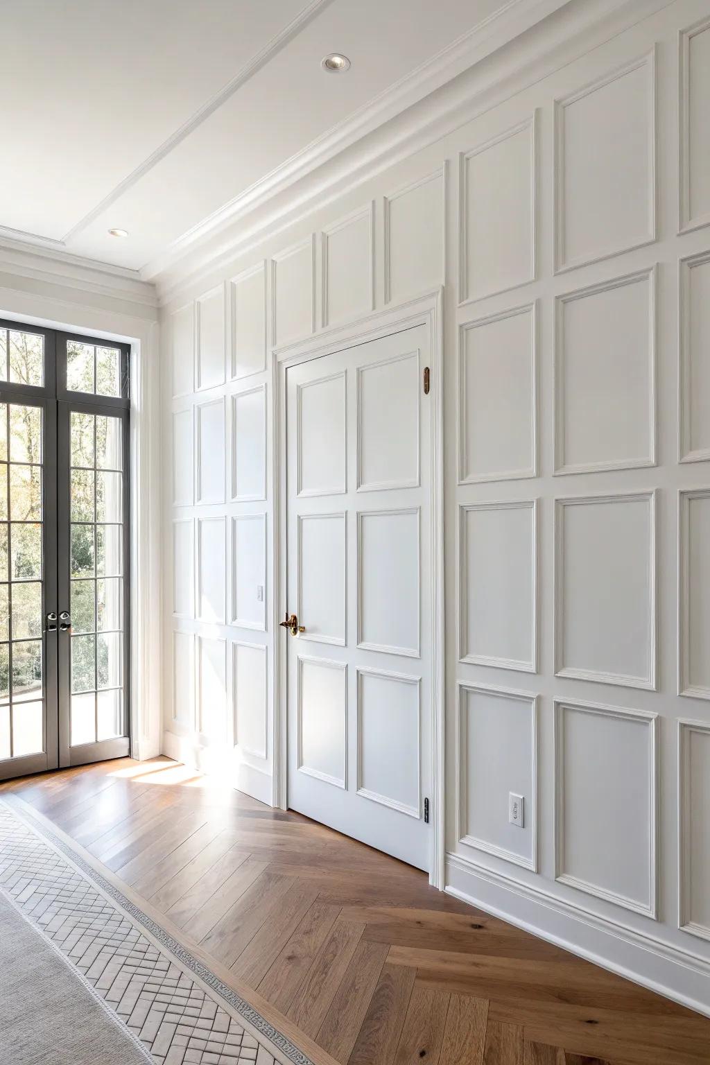 A seamless wall of moulding—until you notice the hidden door perfectly aligned within it.