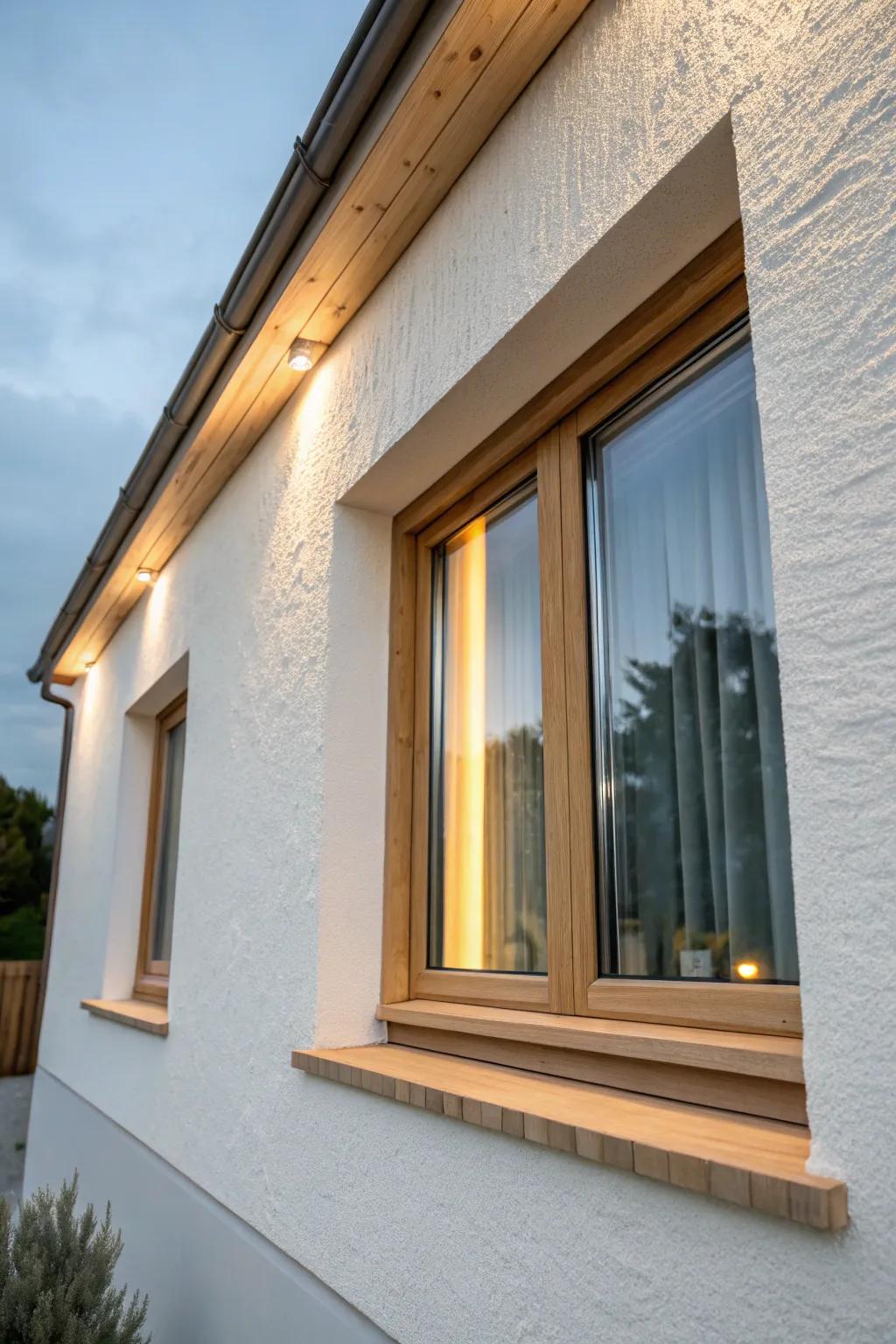 Hidden LED reveal trim turns a minimalist wood frame into a soft night halo—Scandi chic.