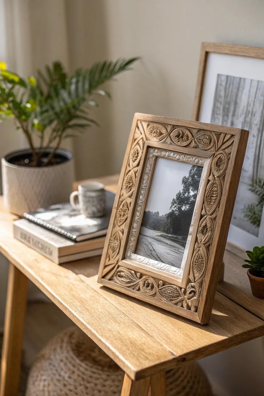 Capture memories in style with this elegant, handcrafted photo frame.